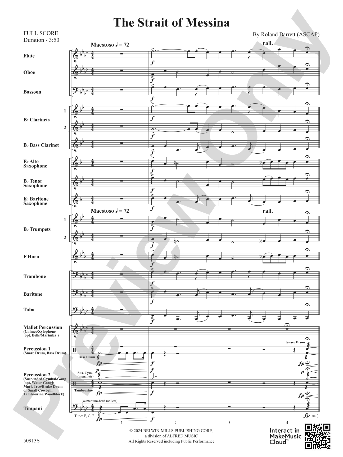 The Strait of Messina: Concert Band Conductor Score & Parts
