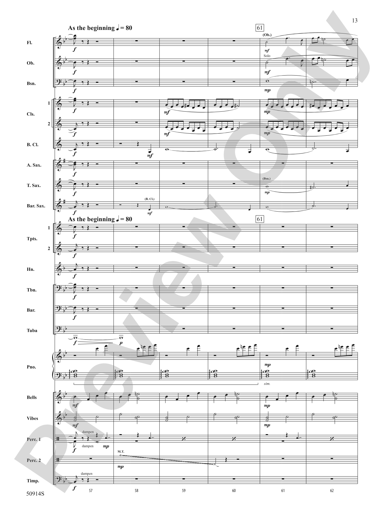 Turquoise: Concert Band Conductor Score & Parts