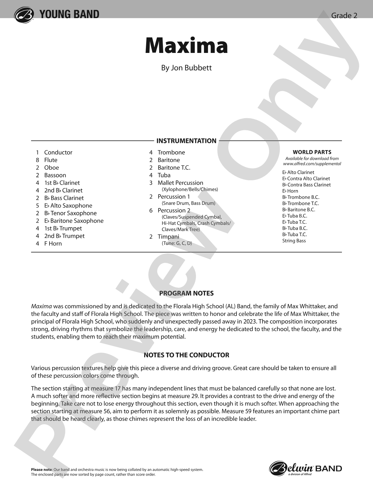 Maxima: Concert Band Conductor Score & Parts