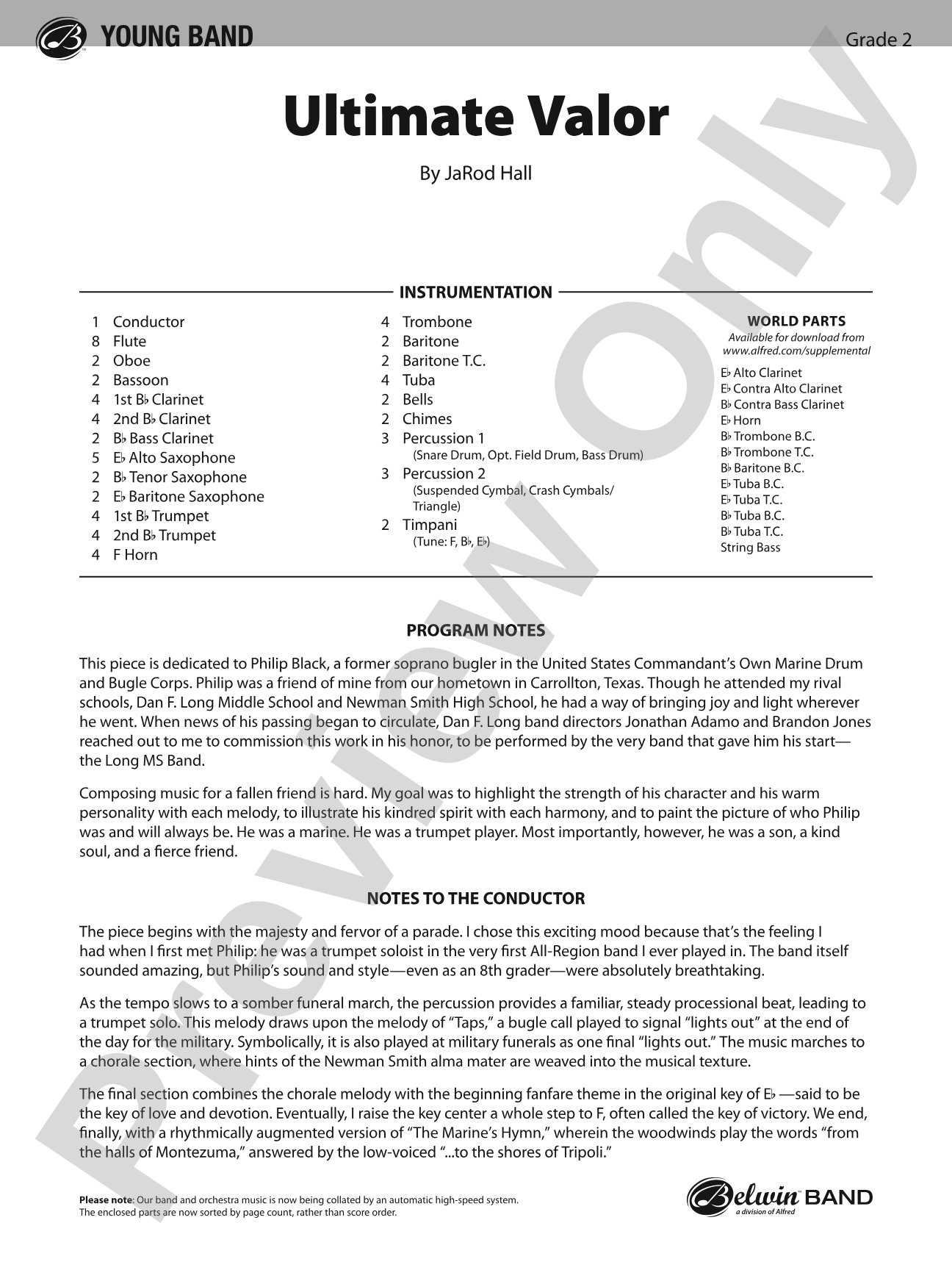 Ultimate Valor: Concert Band Conductor Score & Parts