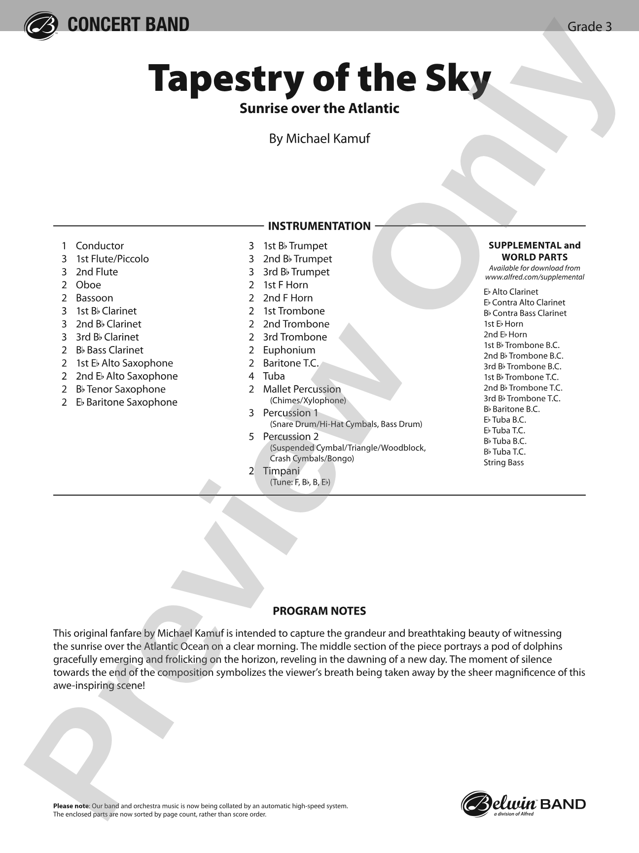Tapestry of the Sky: Concert Band Conductor Score & Parts