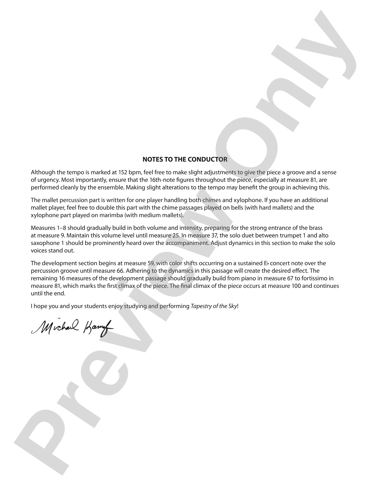 Tapestry of the Sky: Concert Band Conductor Score & Parts