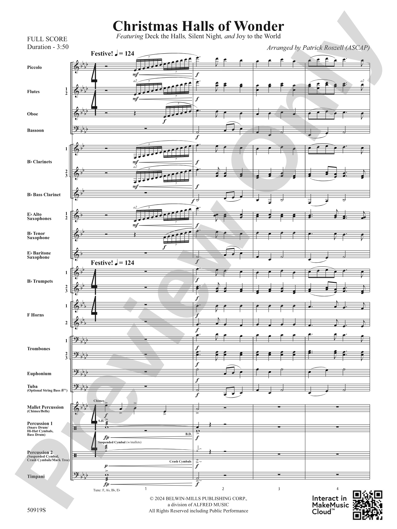 Christmas Halls of Wonder: Concert Band Conductor Score & Parts