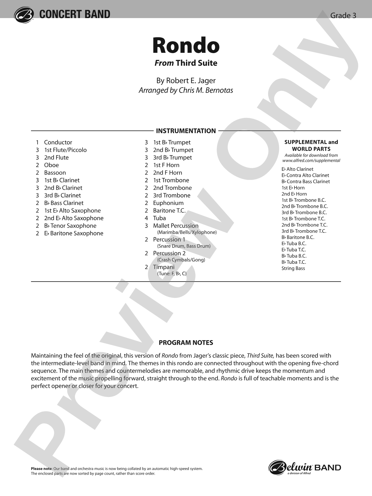 Rondo: Concert Band Conductor Score & Parts