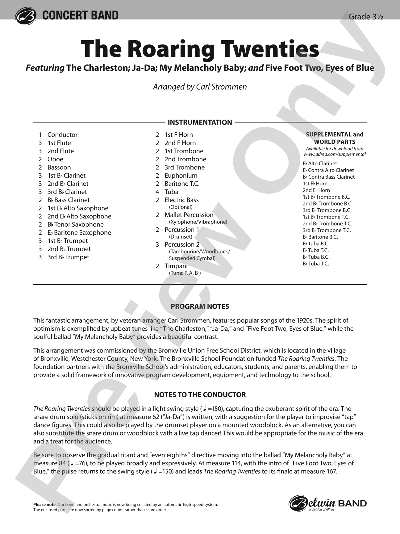 The Roaring Twenties: Concert Band Conductor Score & Parts