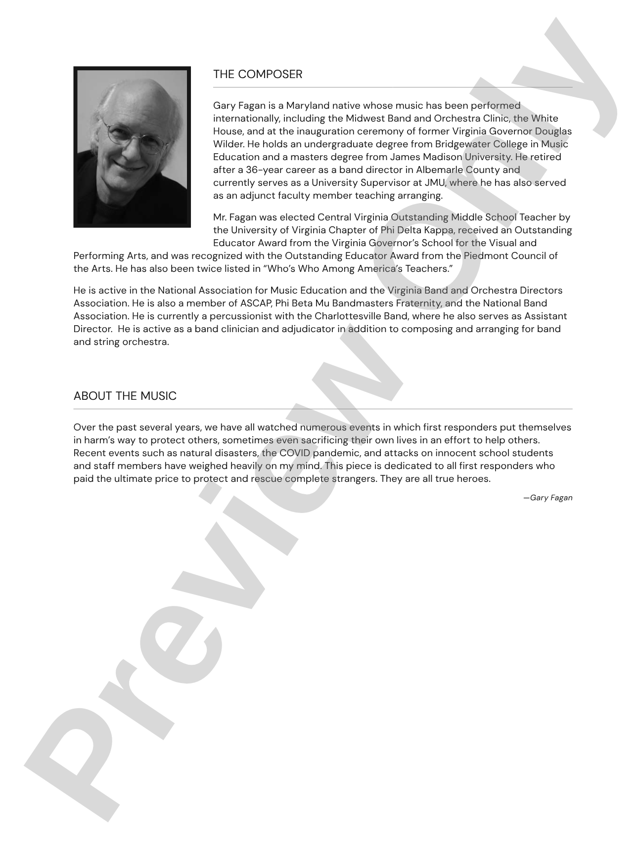 Eulogy for the Fallen: Concert Band Conductor Score & Parts