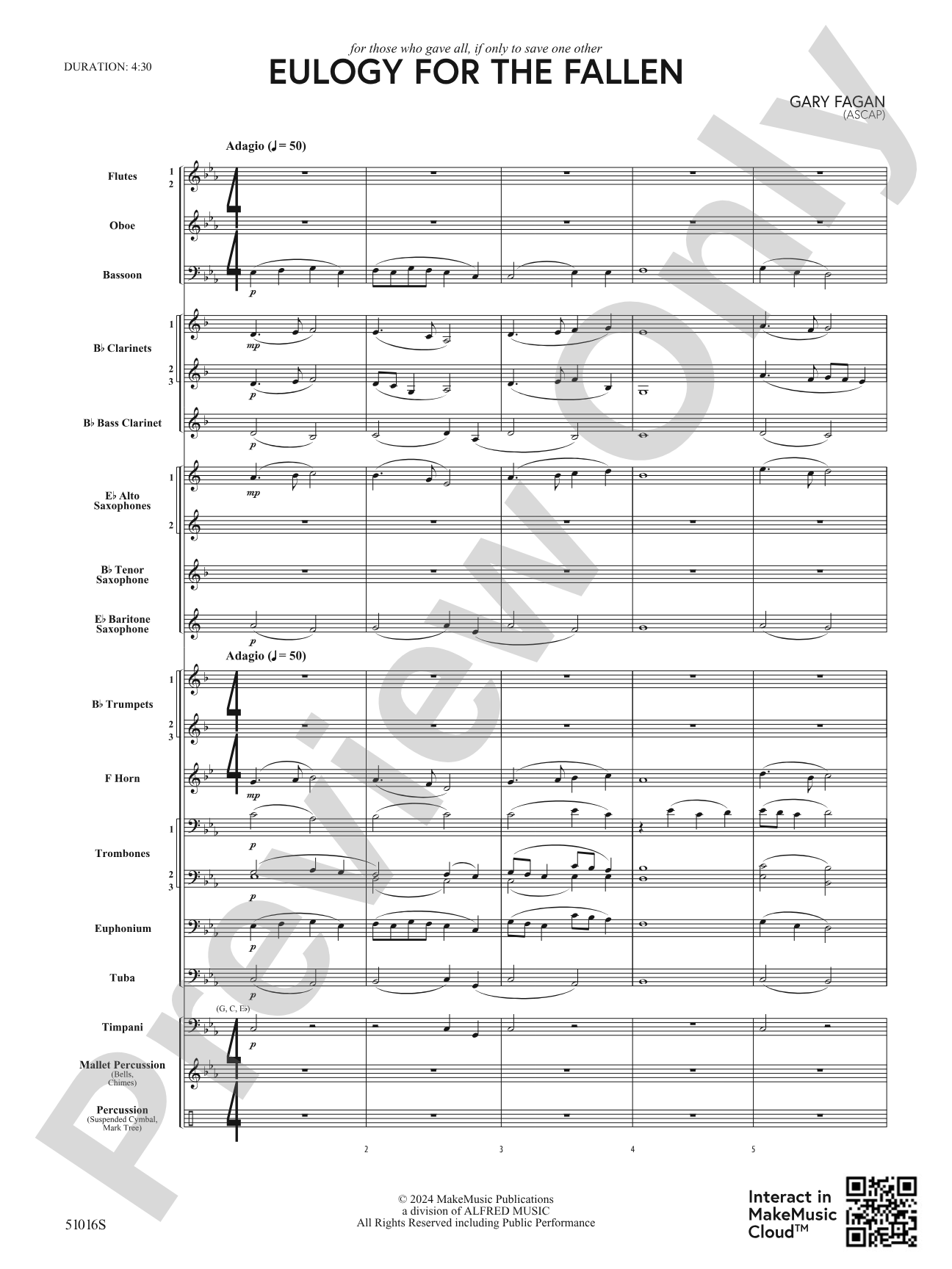 Eulogy for the Fallen: Concert Band Conductor Score & Parts
