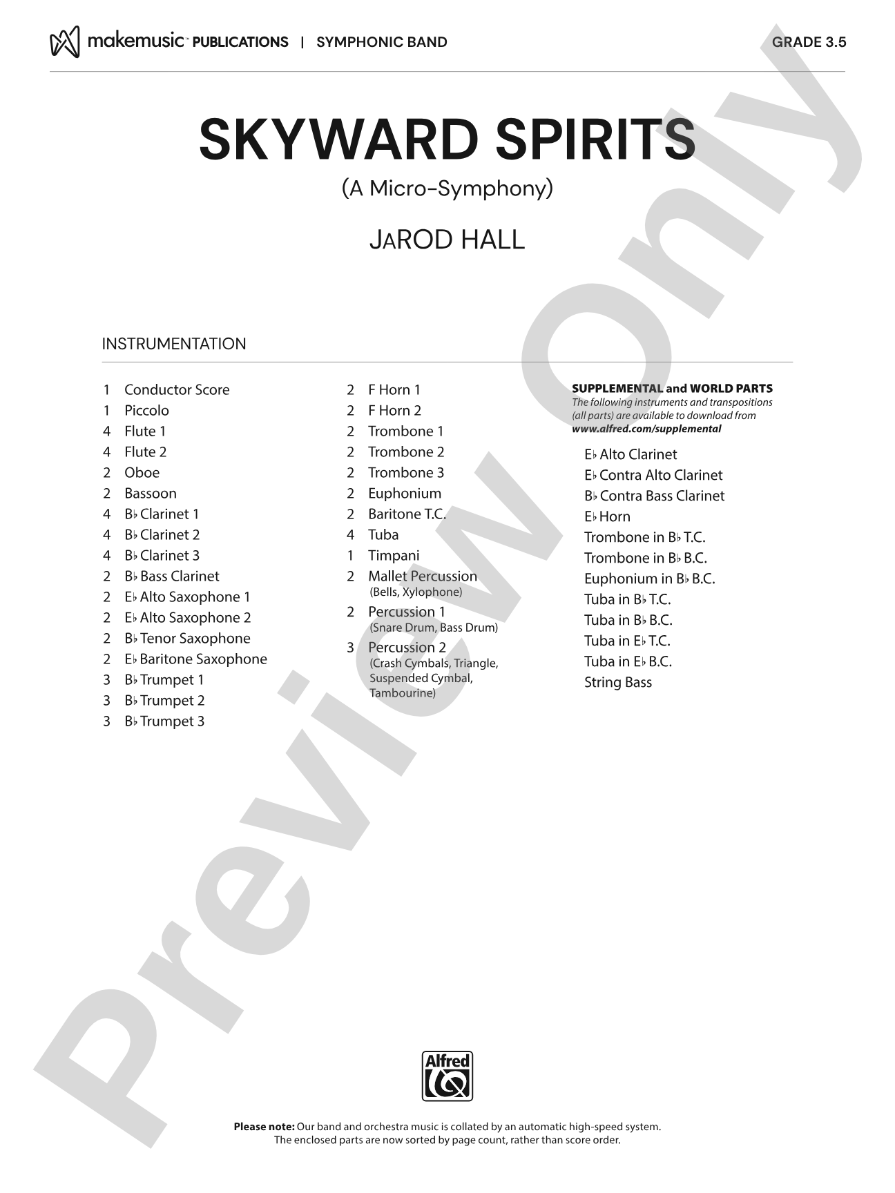 Skyward Spirits: Concert Band Conductor Score & Parts
