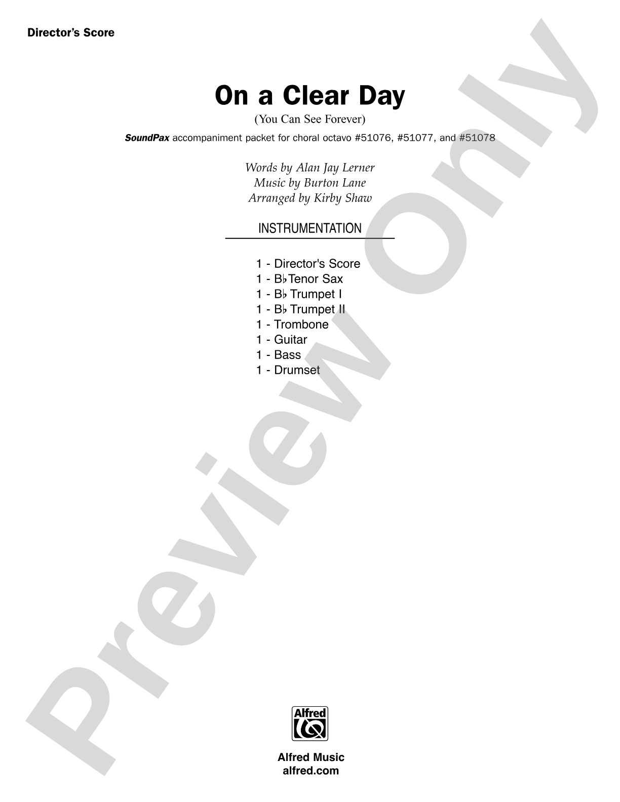 On a Clear Day: Choral SoundPax