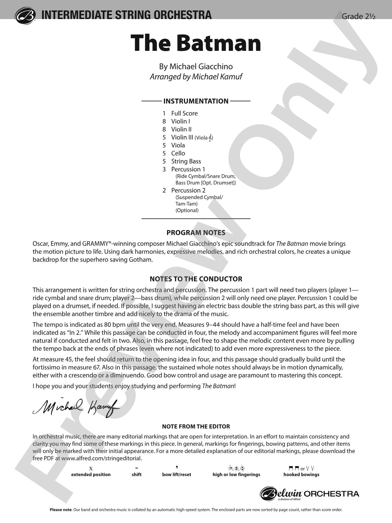 The Batman: String Orchestra Conductor Score & Parts