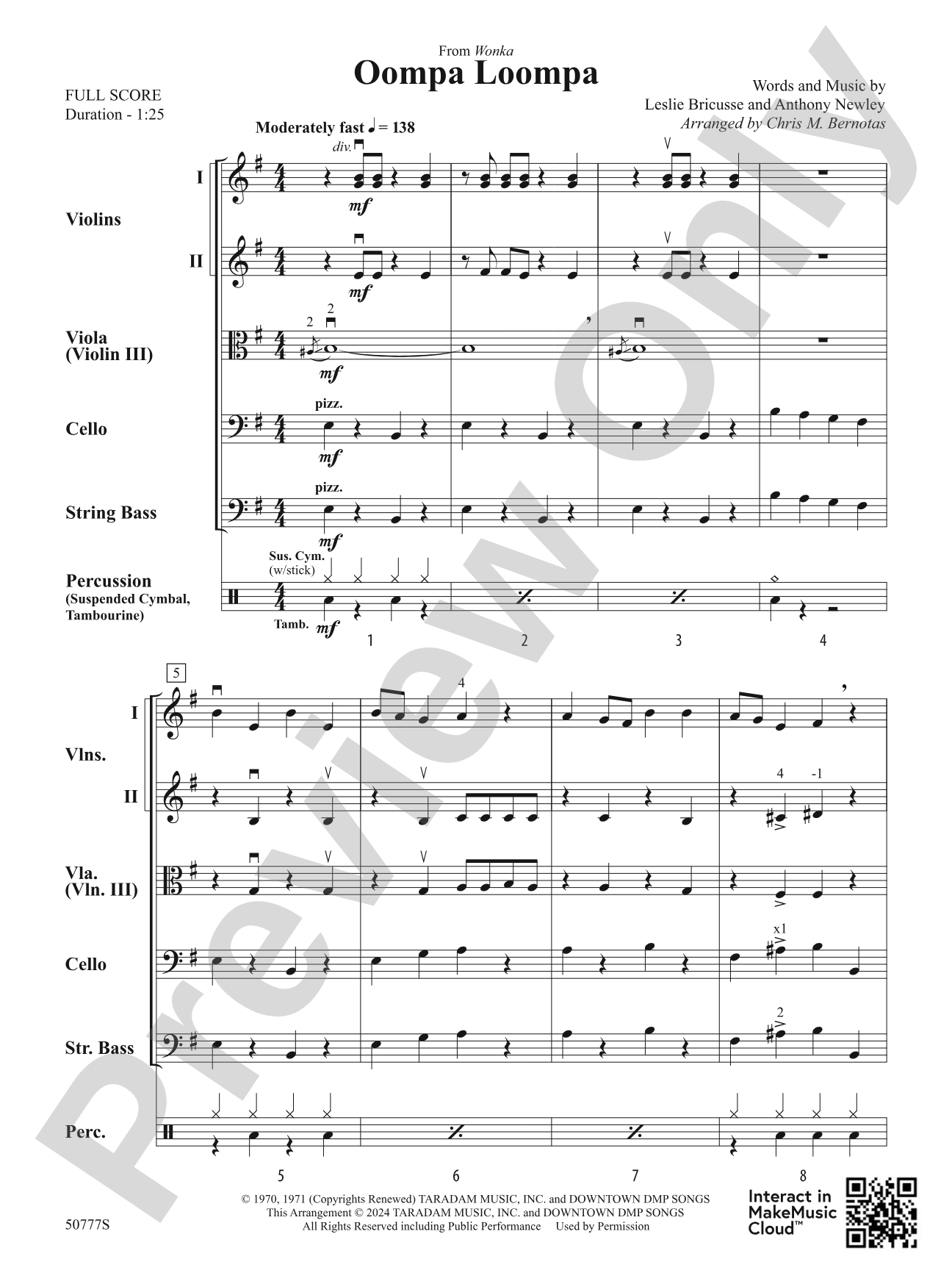 Oompa Loompa: String Orchestra Conductor Score & Parts