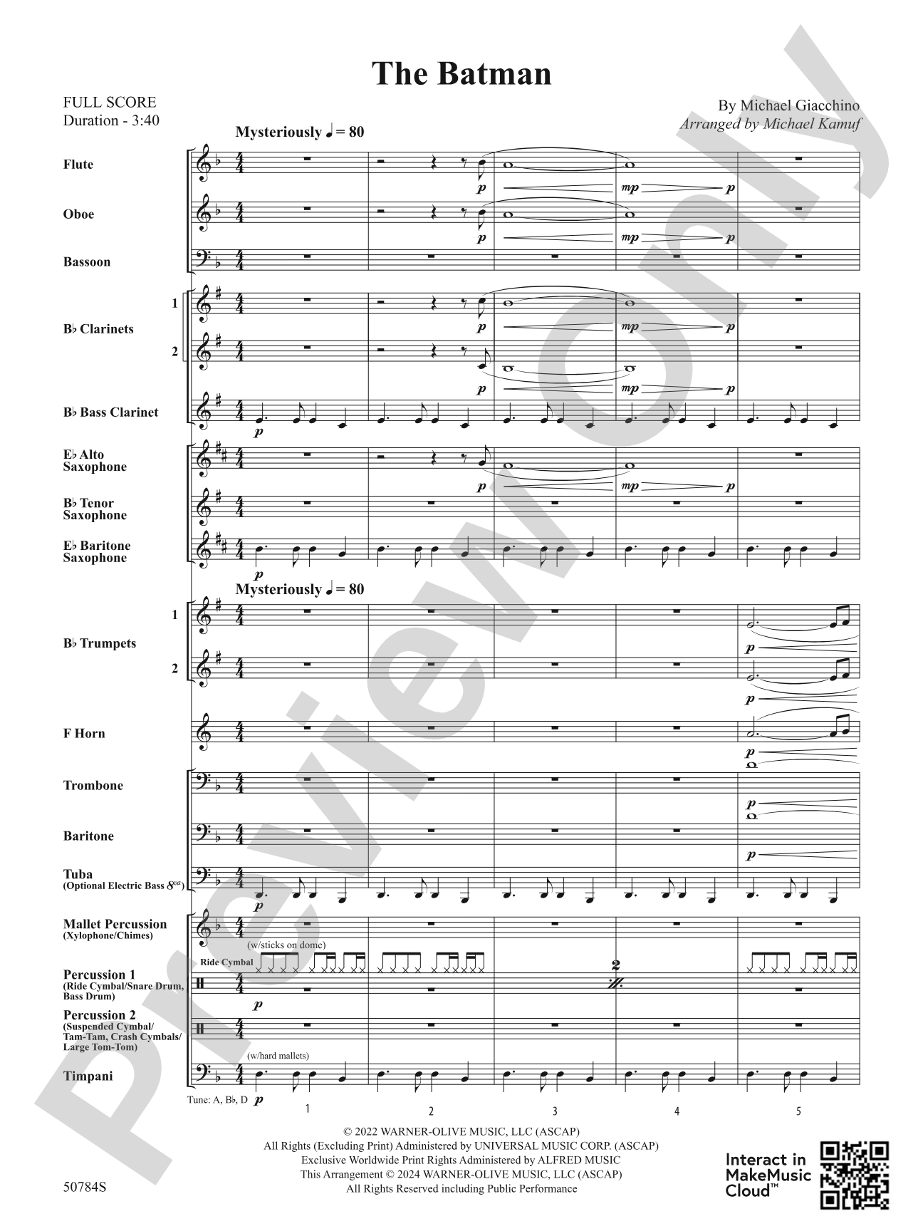 The Batman: Concert Band Conductor Score & Parts