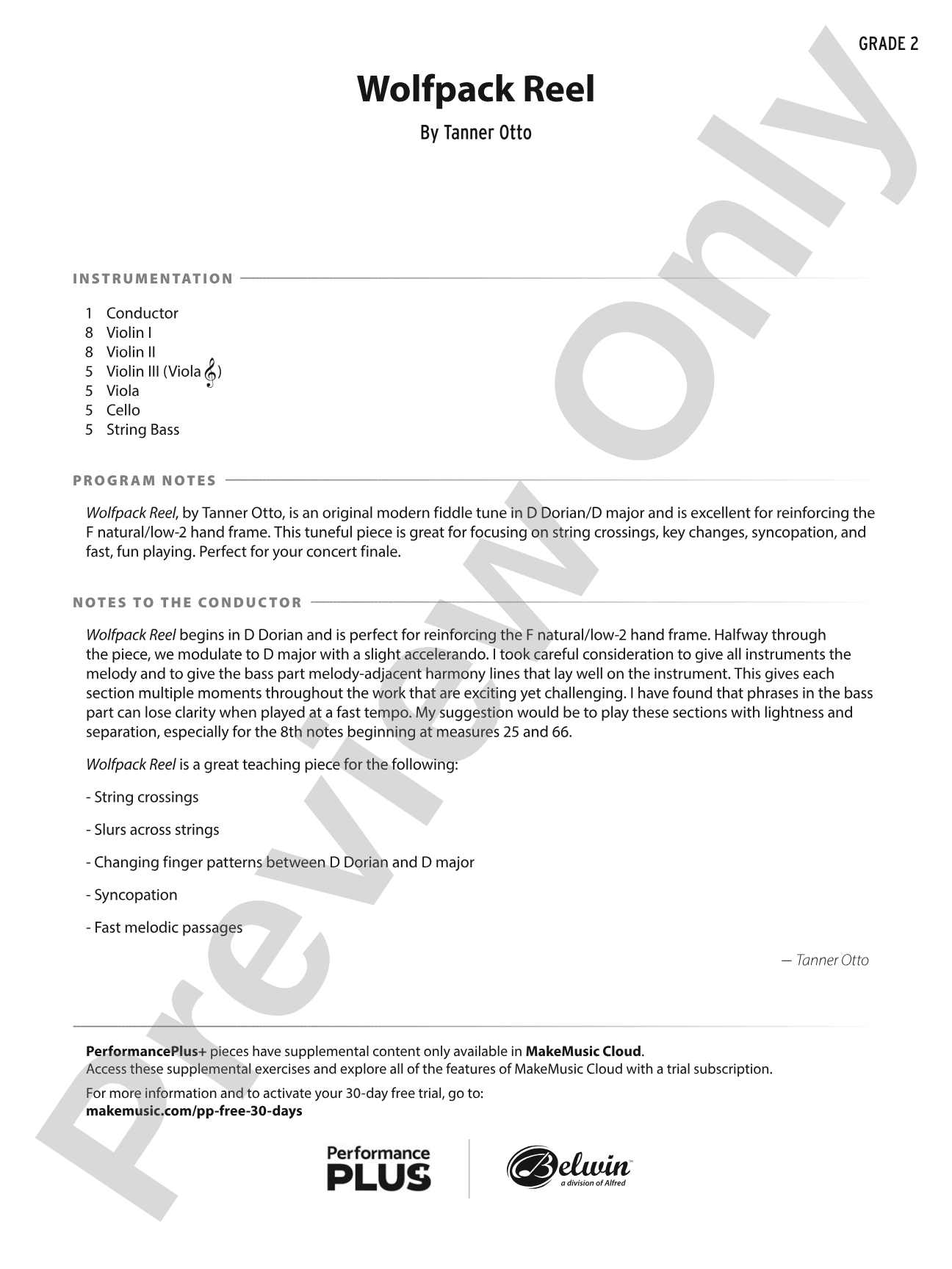 Wolfpack Reel: String Orchestra Conductor Score & Parts