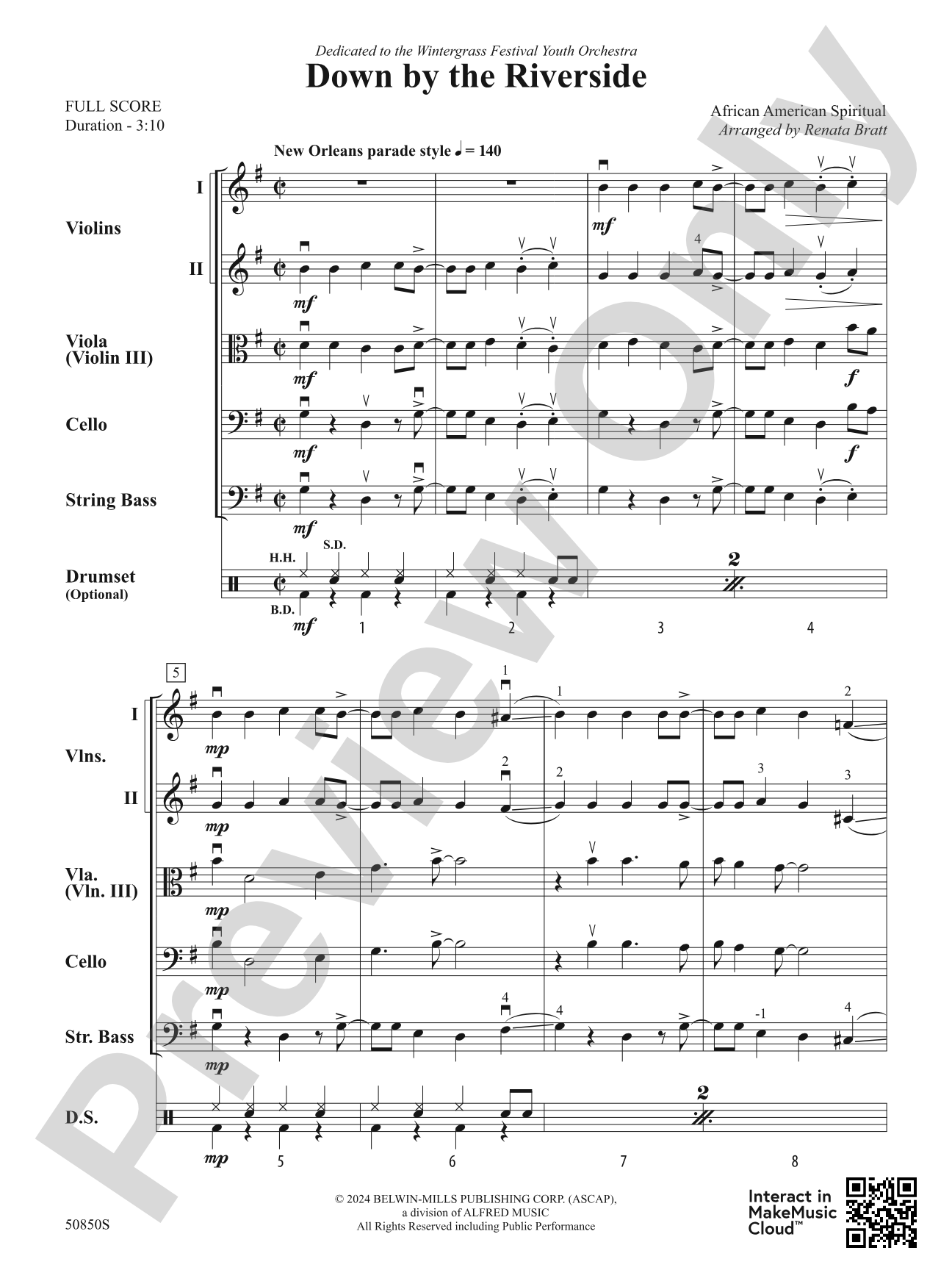 Down by the Riverside: String Orchestra Conductor Score & Parts
