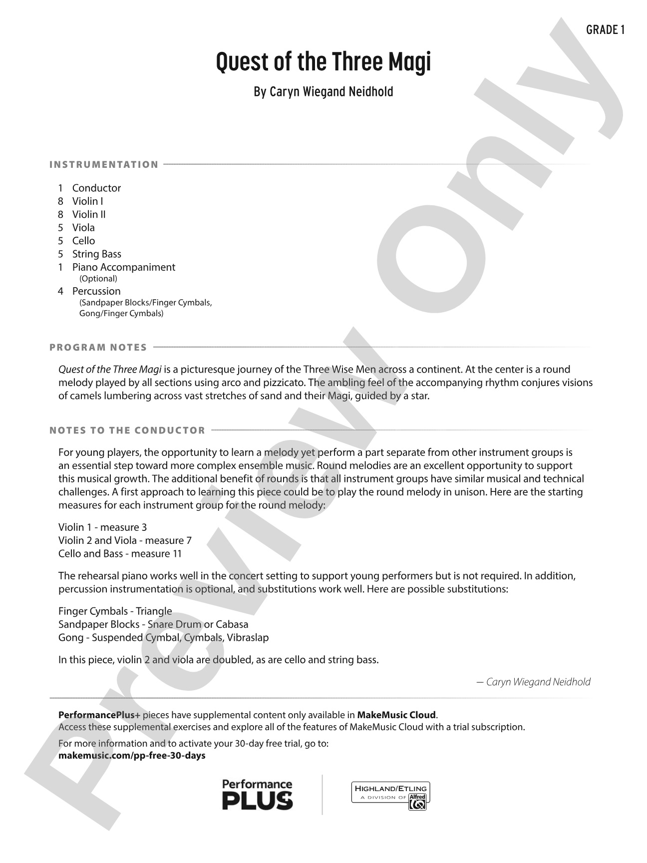 Quest of the Three Magi: String Orchestra Conductor Score & Parts