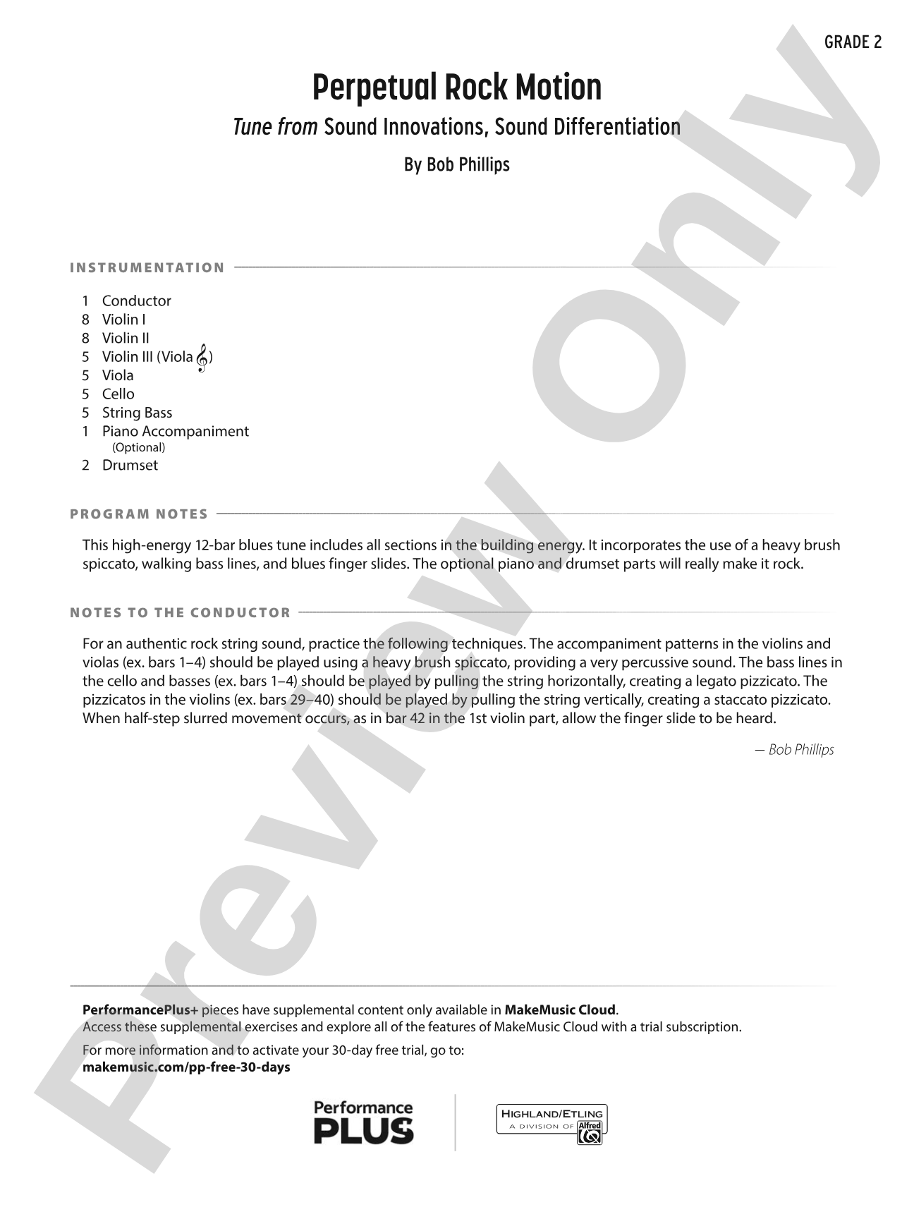 Perpetual Rock Motion: String Orchestra Conductor Score & Parts