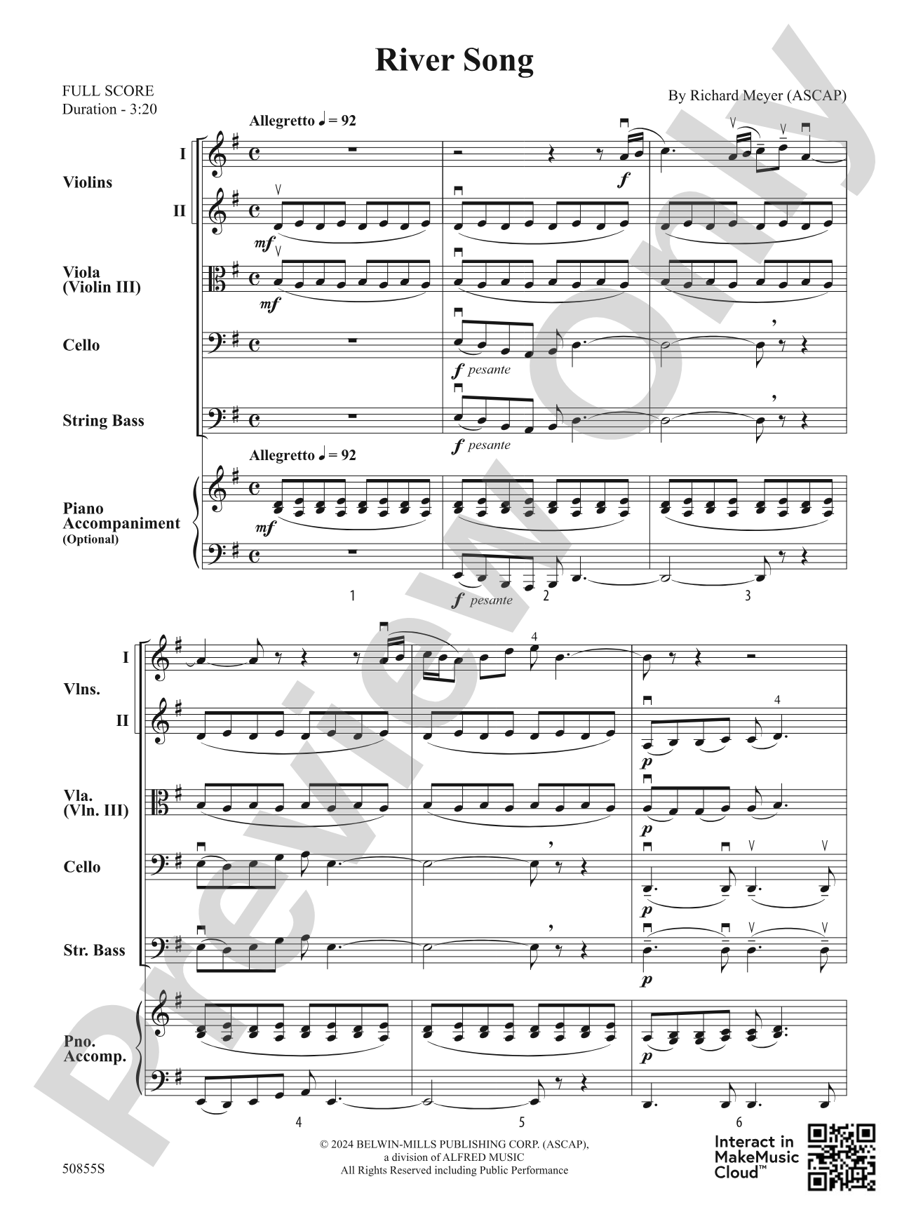 River Song: String Orchestra Conductor Score & Parts