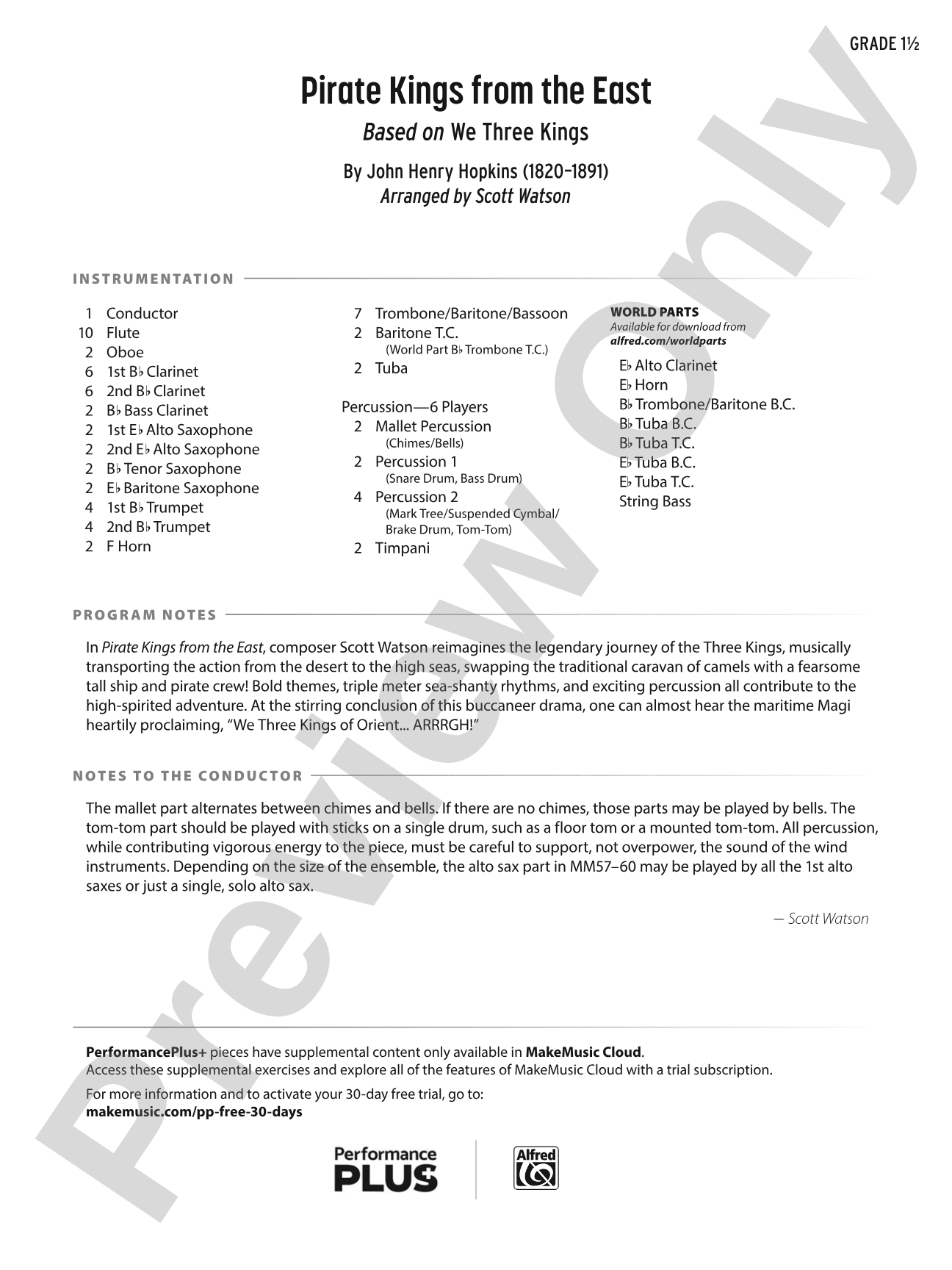 Pirate Kings from the East: Concert Band Conductor Score & Parts