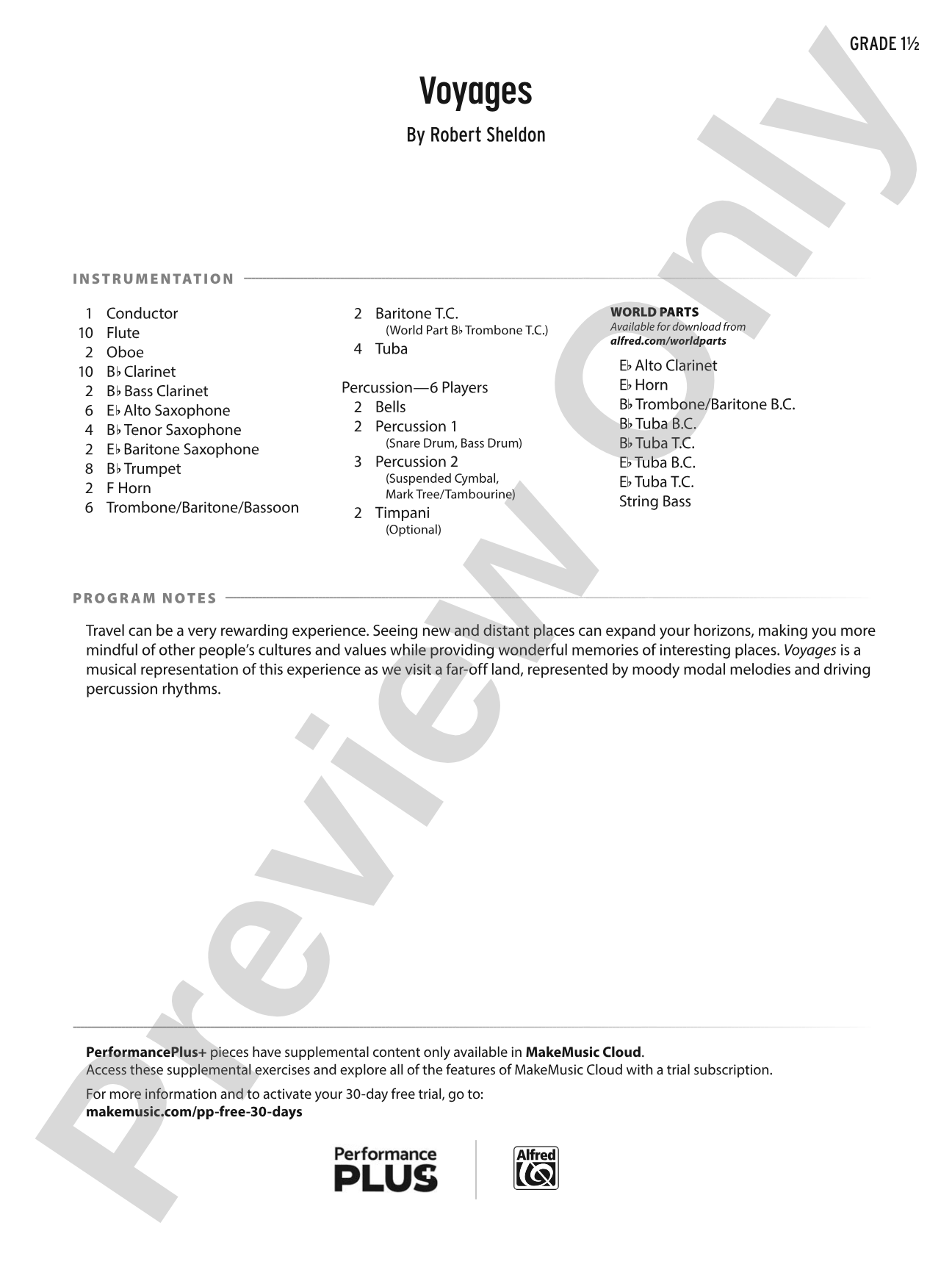 Voyages: Concert Band Conductor Score & Parts