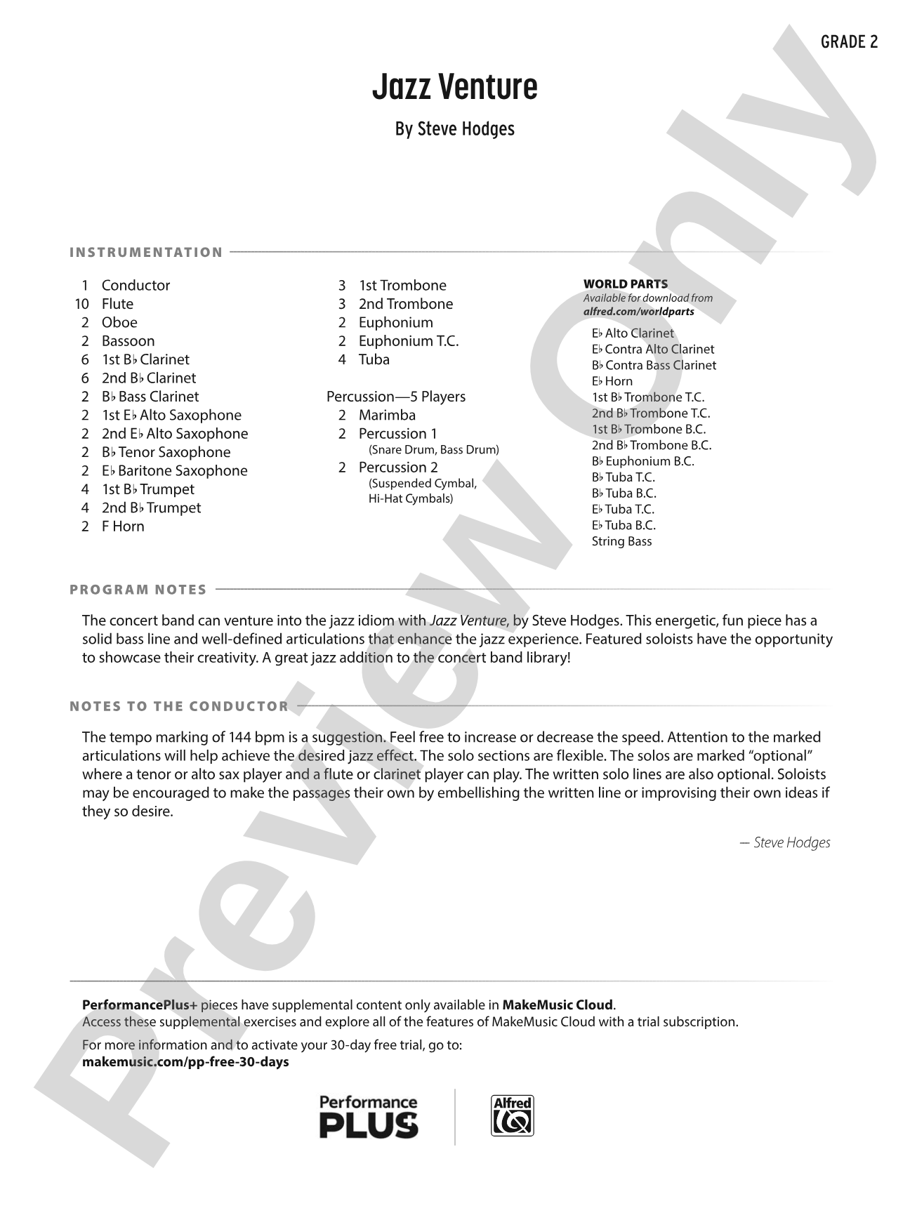 Jazz Venture: Concert Band Conductor Score & Parts