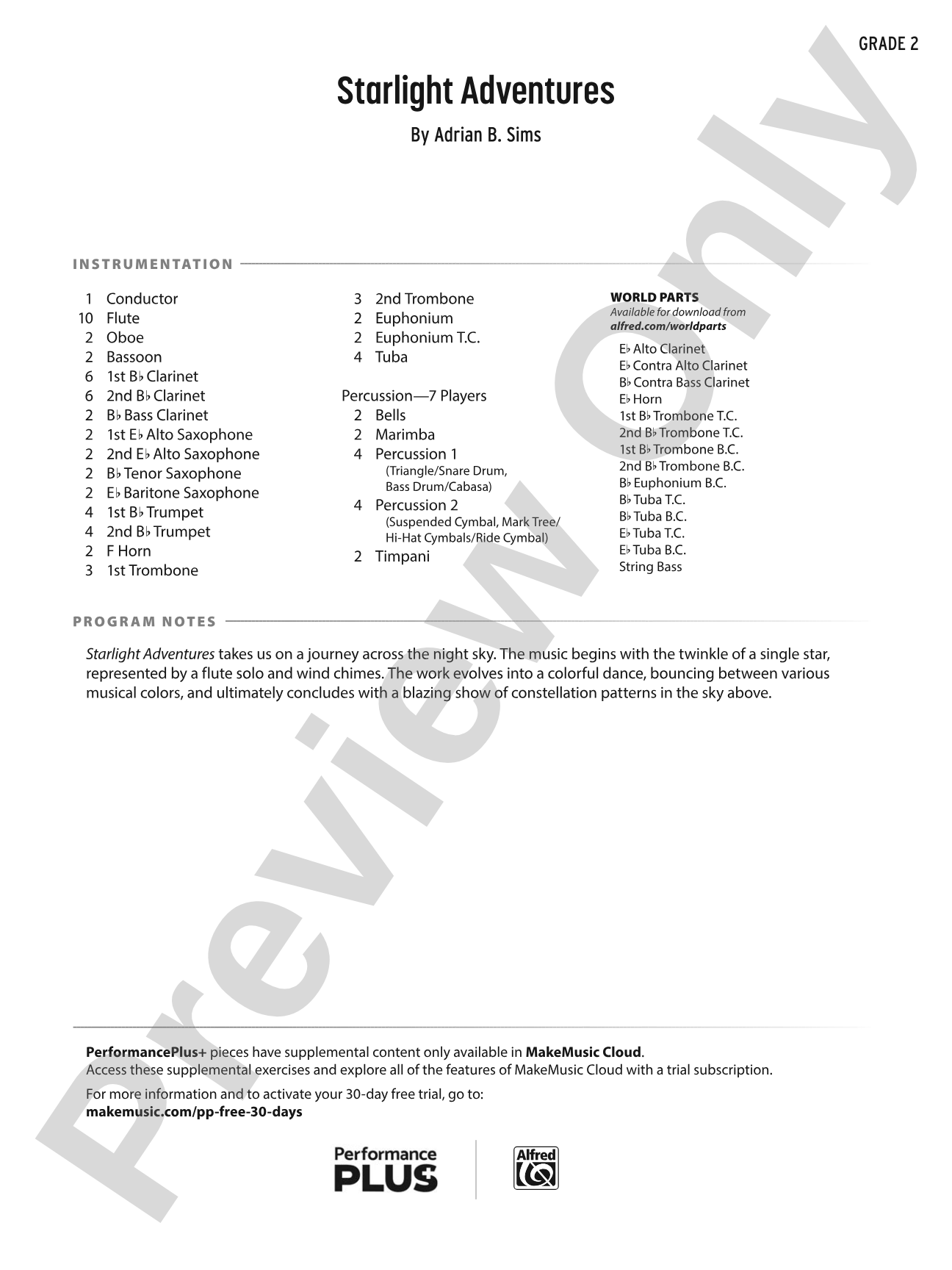 Starlight Adventures: Concert Band Conductor Score & Parts