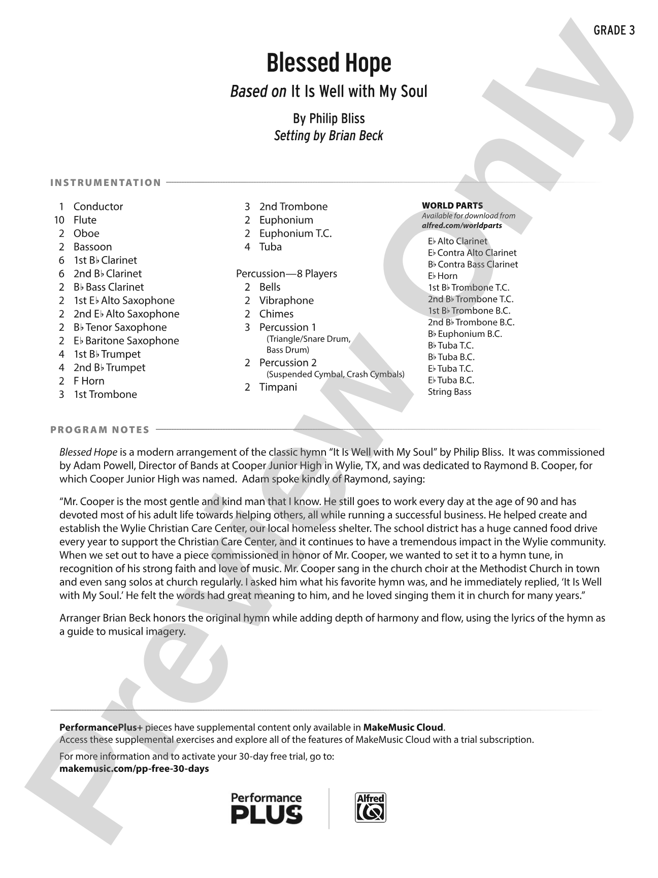 Blessed Hope: Concert Band Conductor Score & Parts