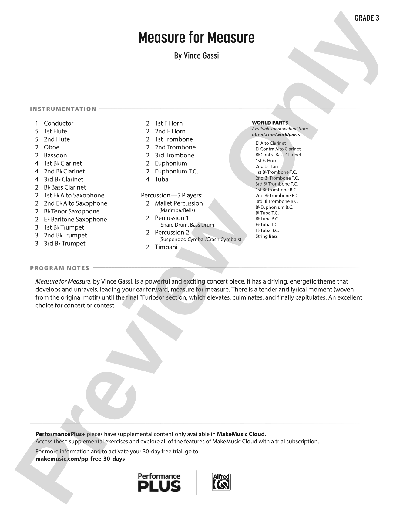 Measure for Measure: Concert Band Conductor Score & Parts