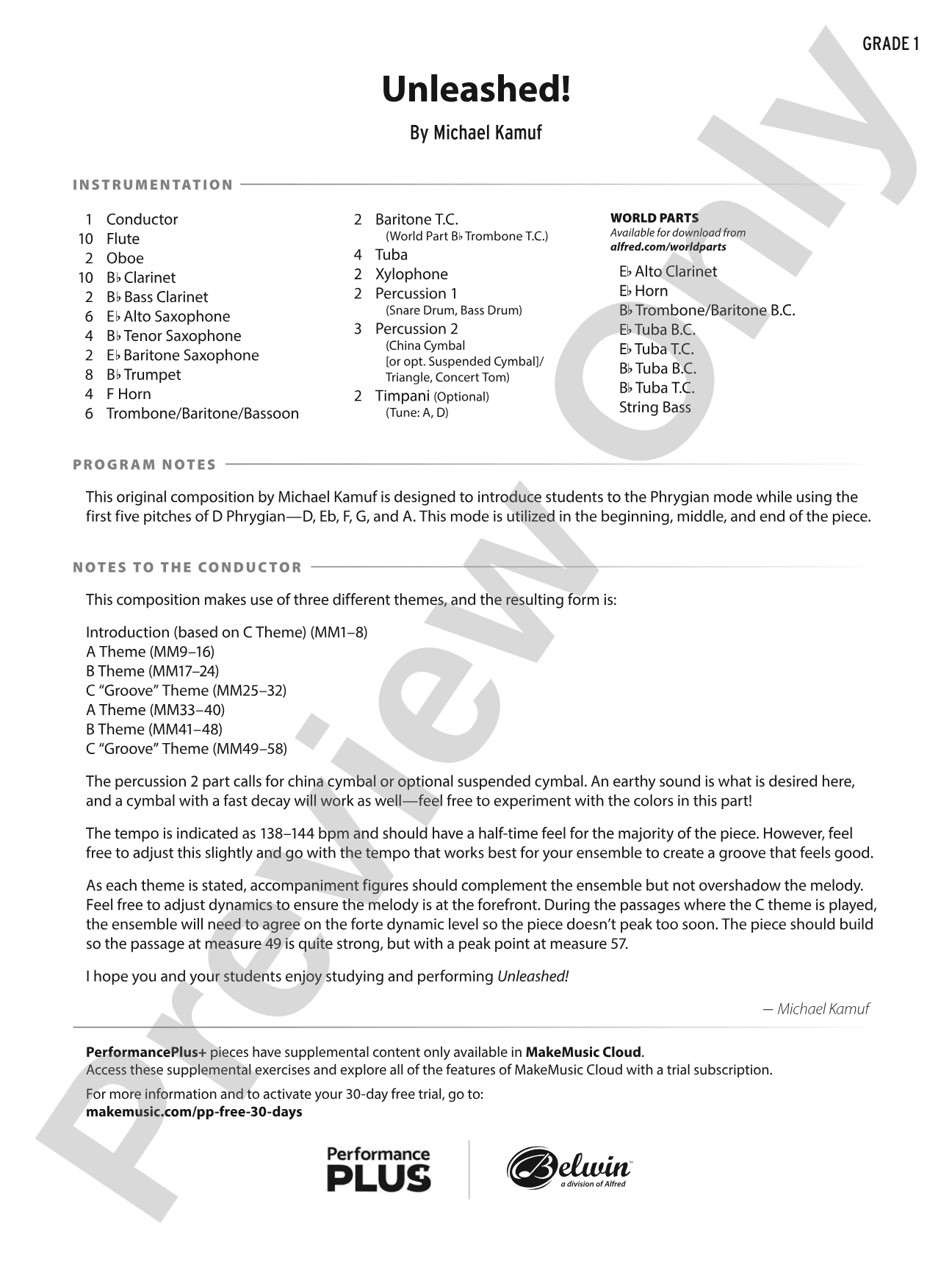 Unleashed!: Concert Band Conductor Score & Parts