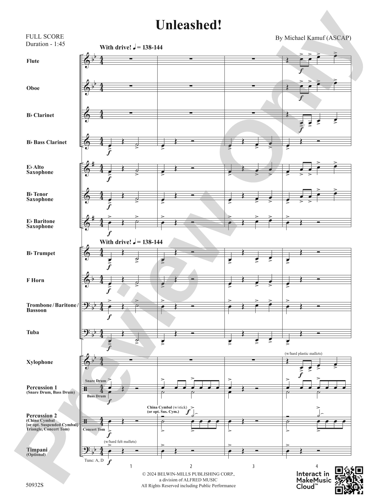 Unleashed!: Concert Band Conductor Score & Parts