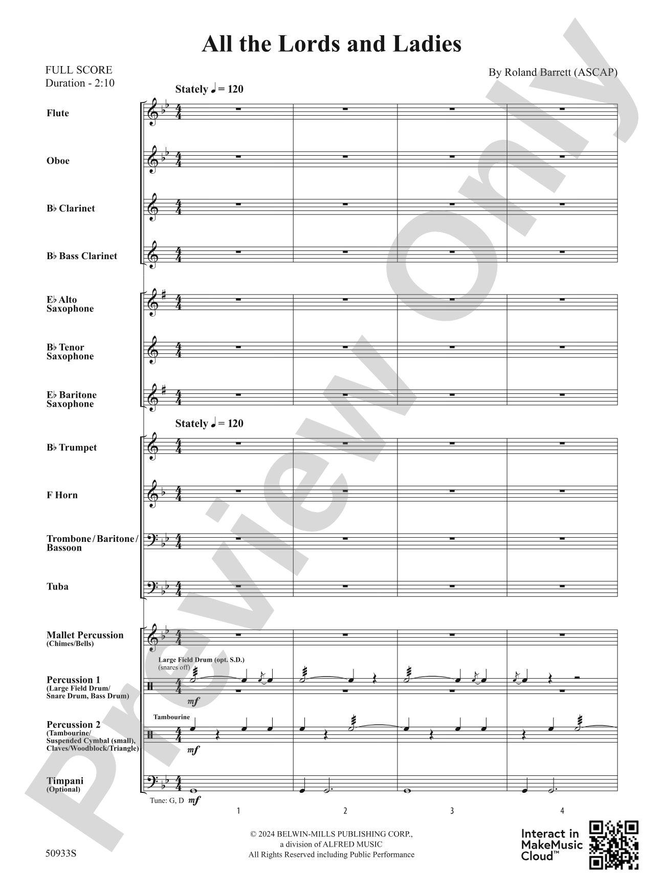 All the Lords and Ladies: Concert Band Conductor Score & Parts