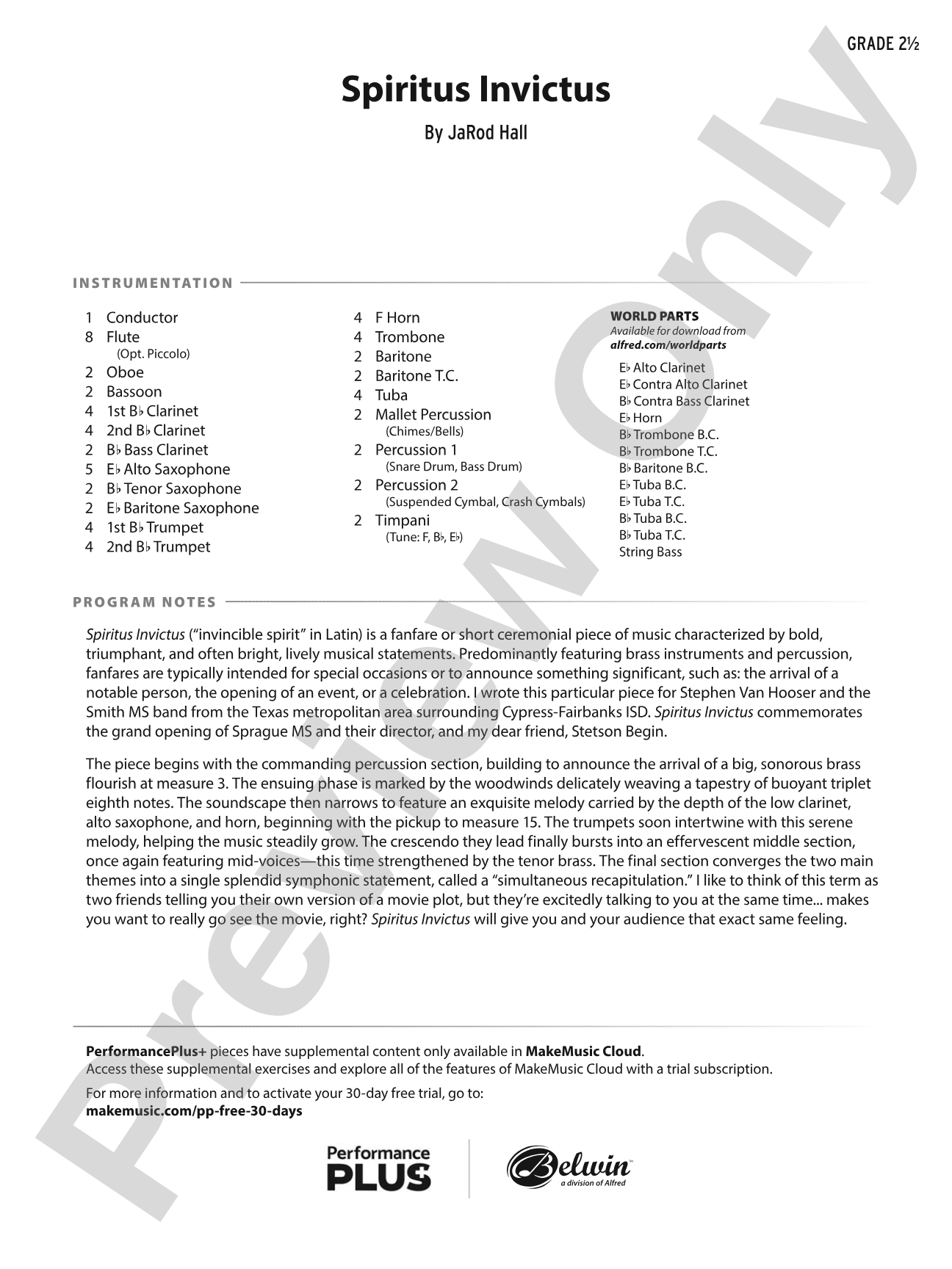 Spiritus Invictus: Concert Band Conductor Score & Parts