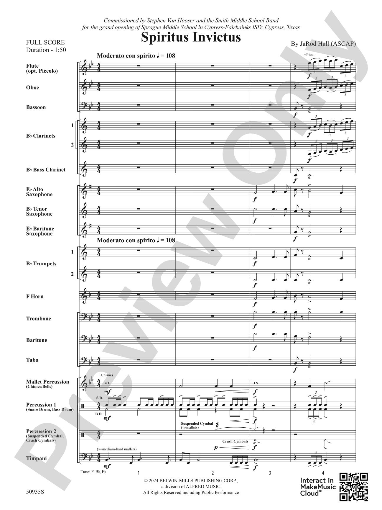 Spiritus Invictus: Concert Band Conductor Score & Parts