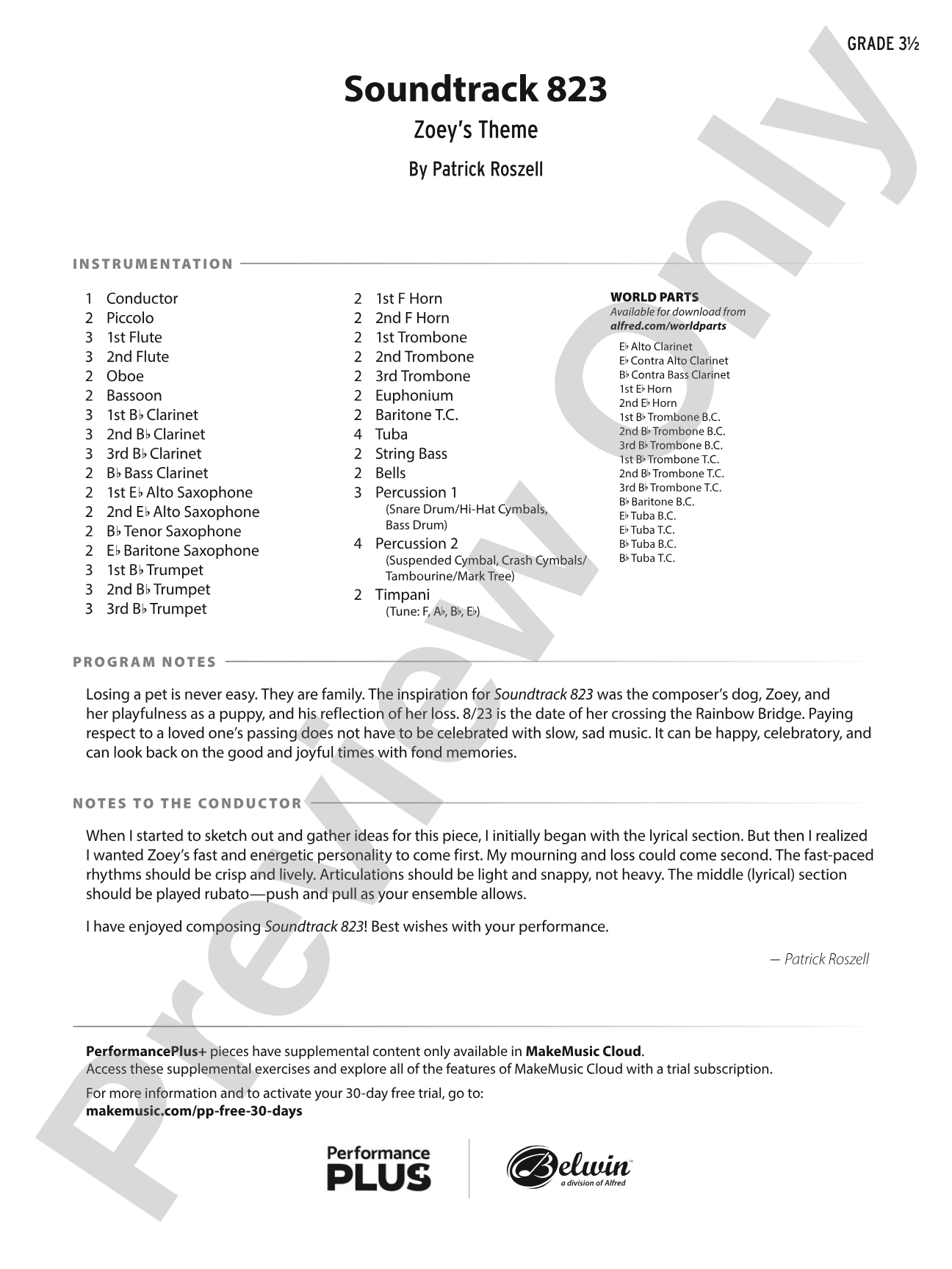 Soundtrack 823: Concert Band Conductor Score & Parts