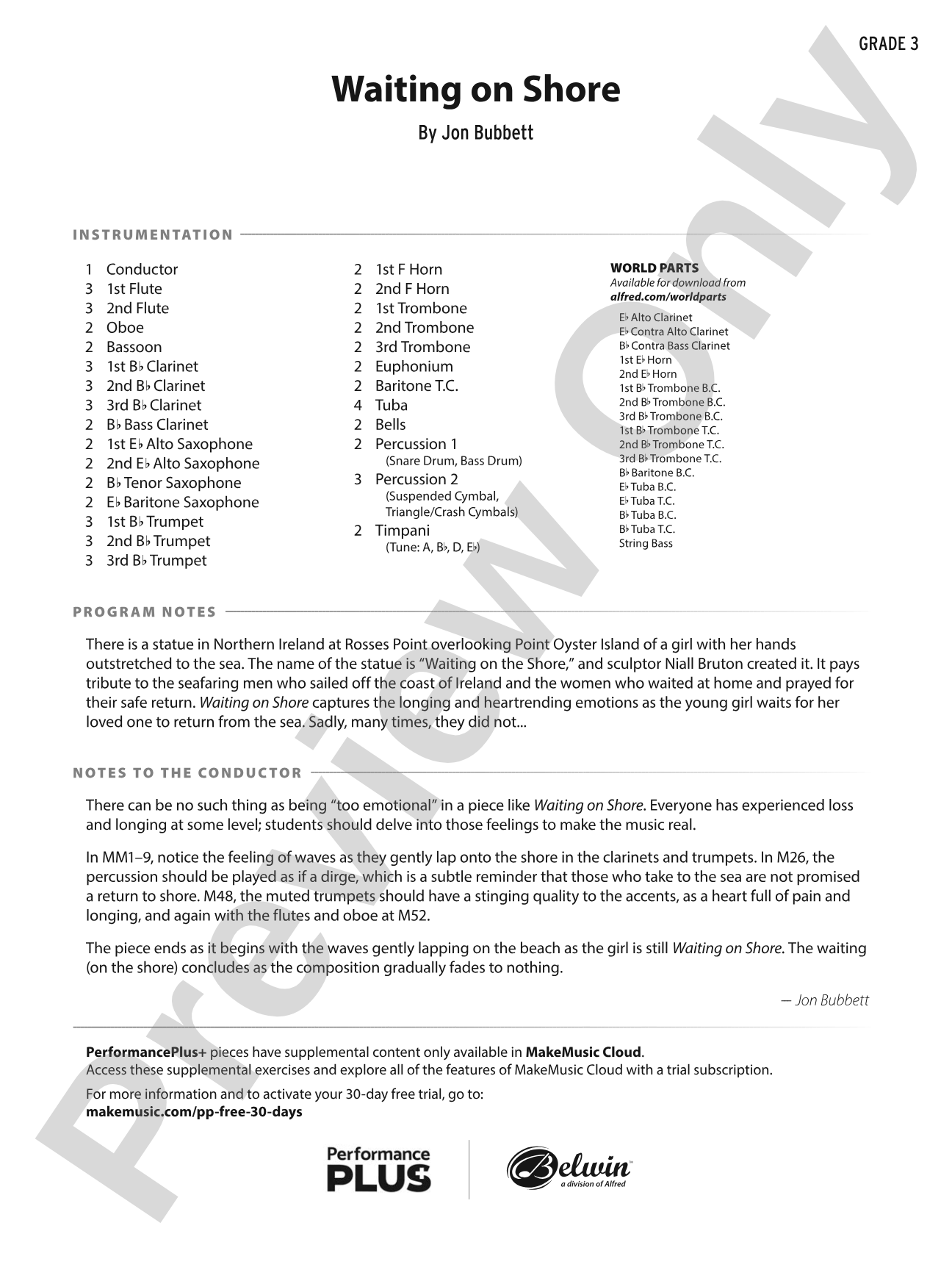 Waiting on Shore: Concert Band Conductor Score & Parts