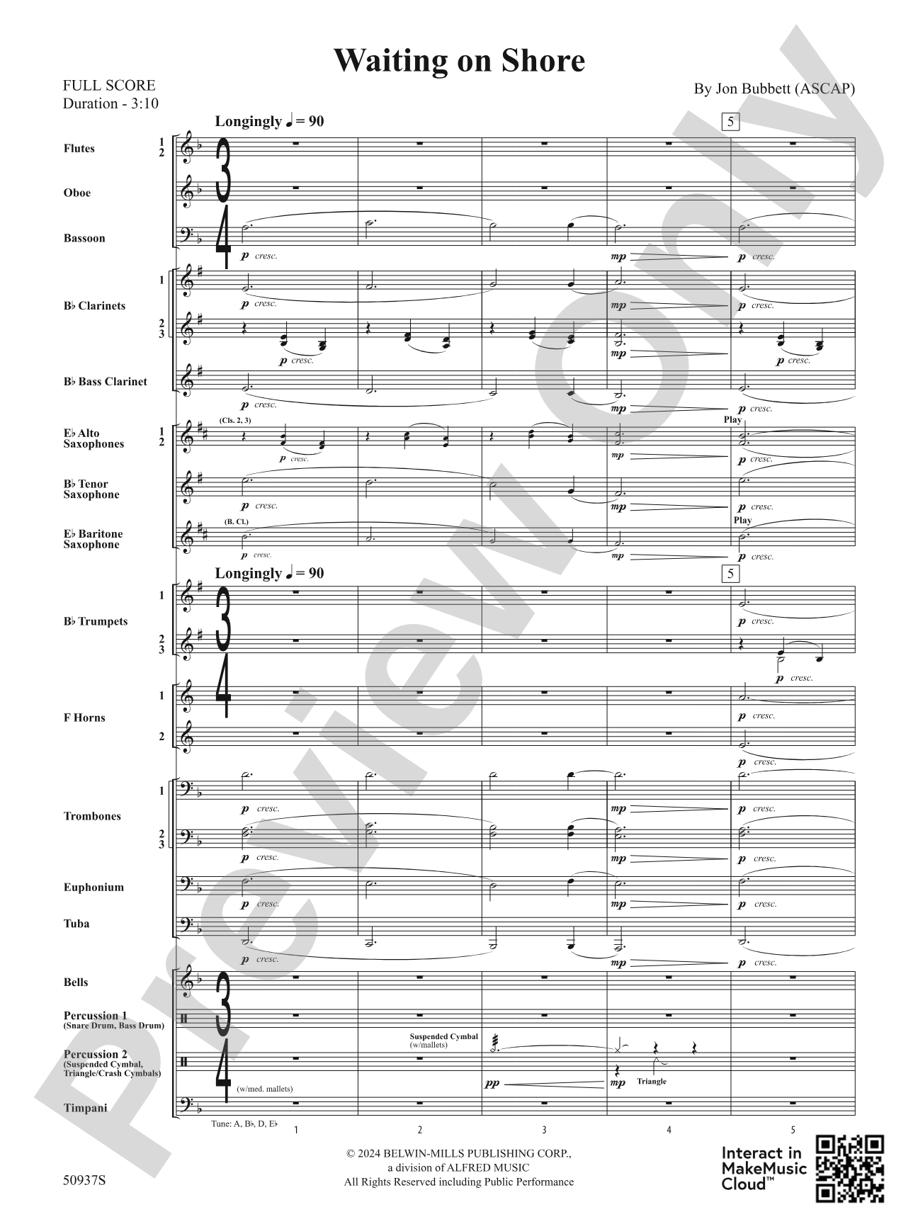 Waiting on Shore: Concert Band Conductor Score & Parts