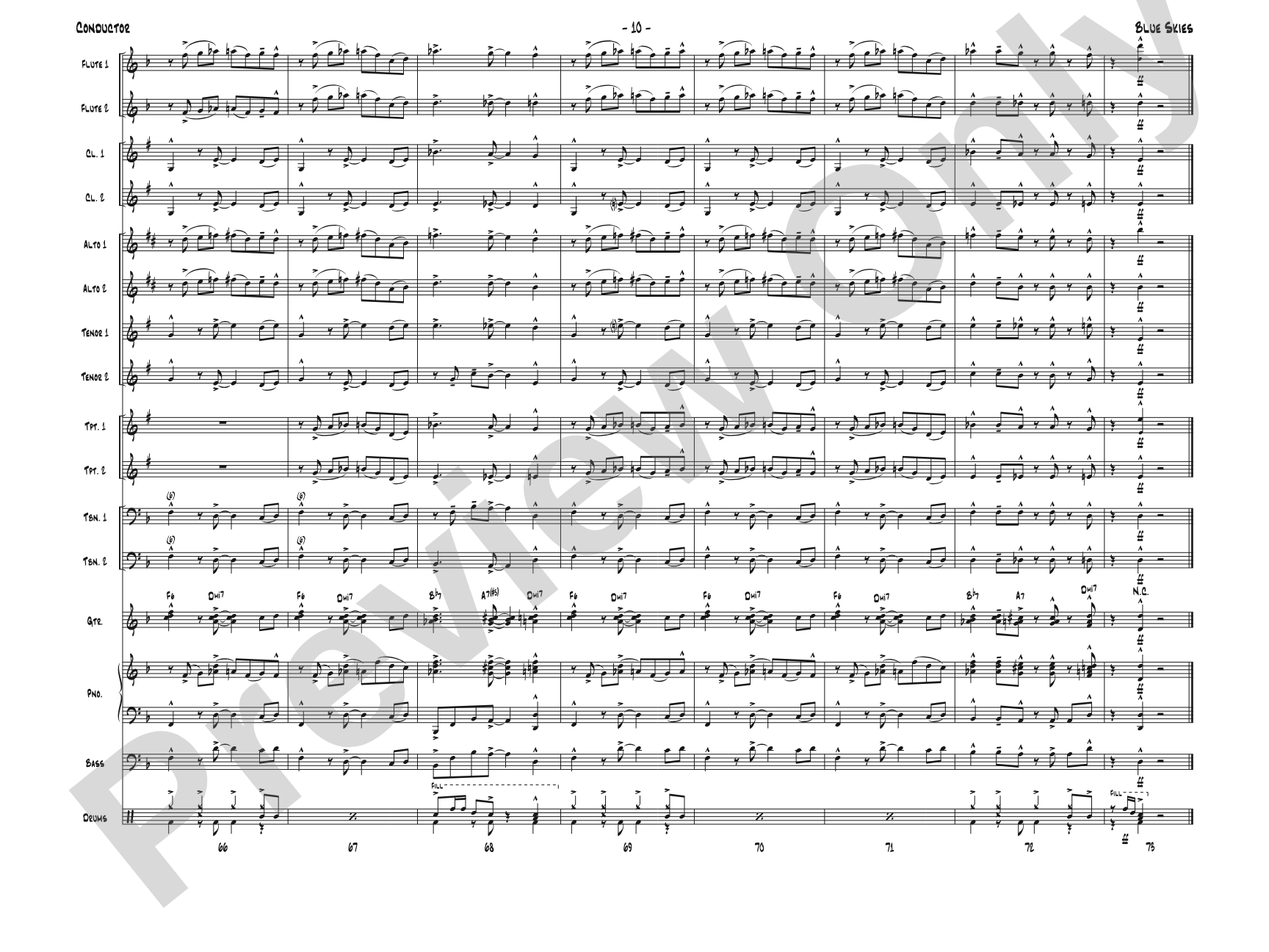 Blue Skies: Jazz Ensemble Conductor Score & Parts
