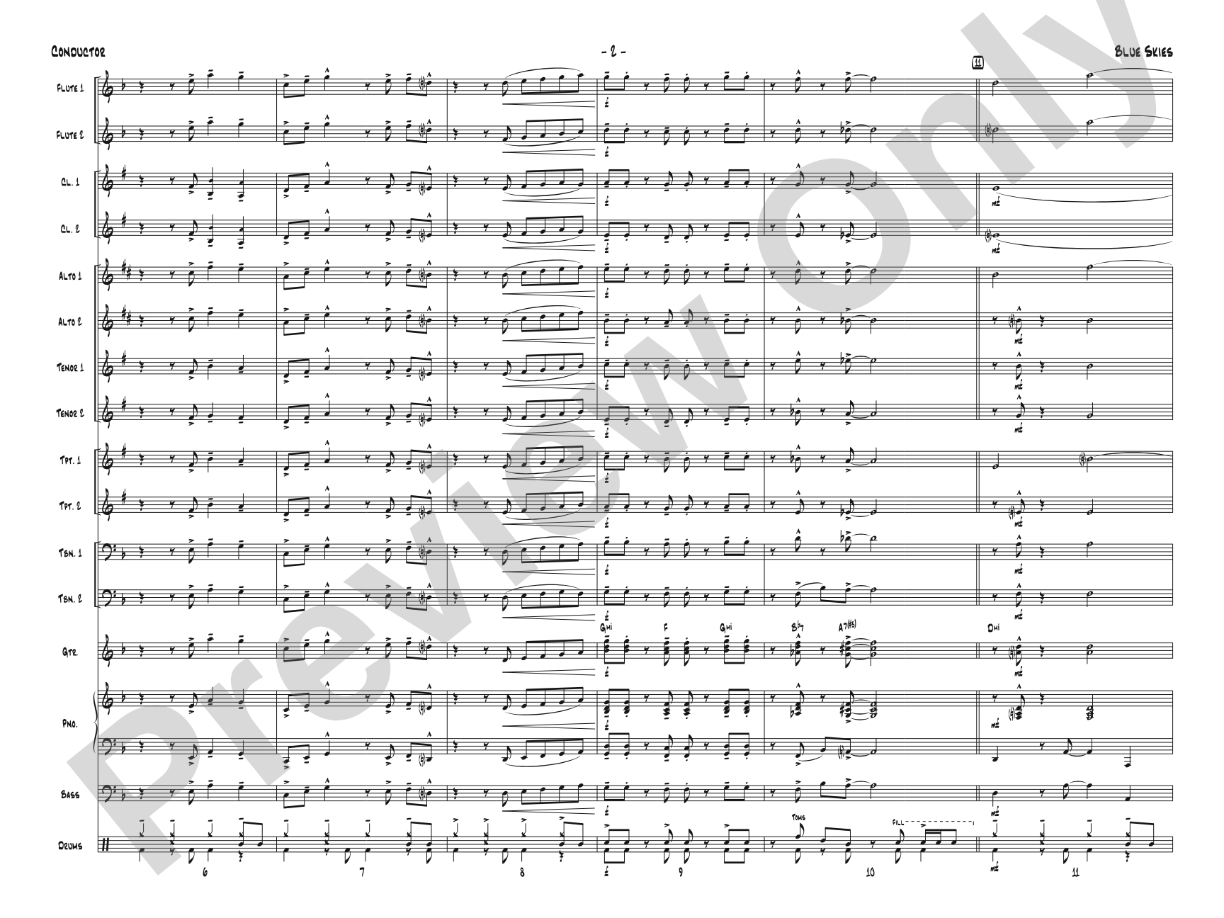 Blue Skies: Jazz Ensemble Conductor Score & Parts