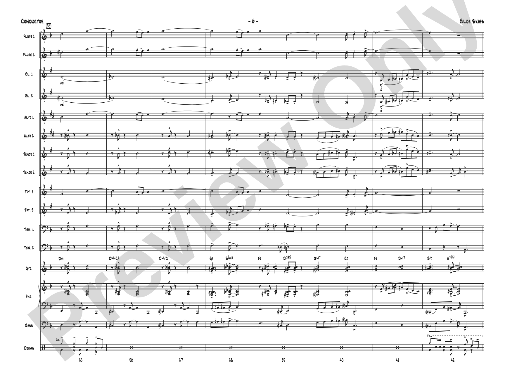 Blue Skies: Jazz Ensemble Conductor Score & Parts