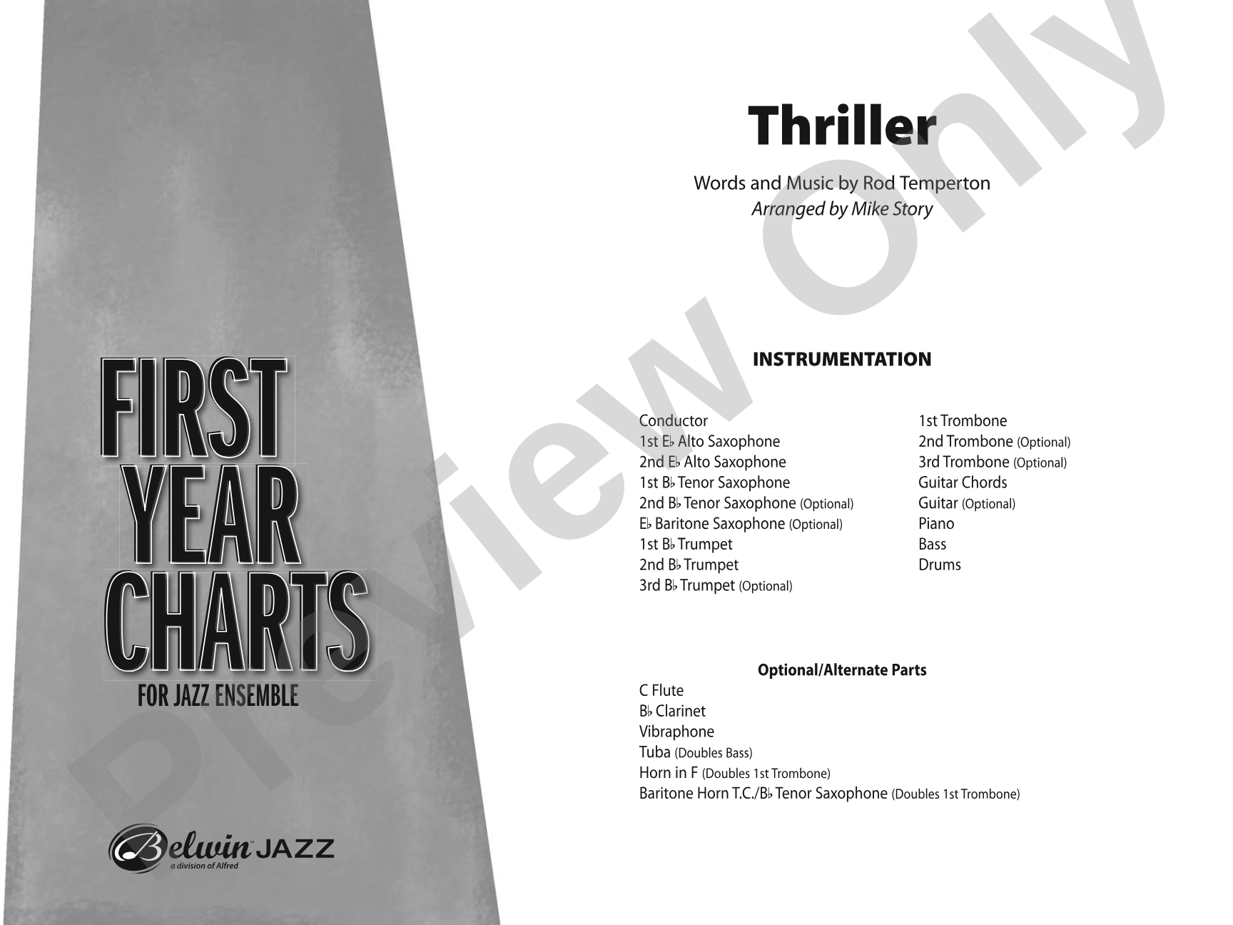 Thriller: Jazz Ensemble Conductor Score & Parts