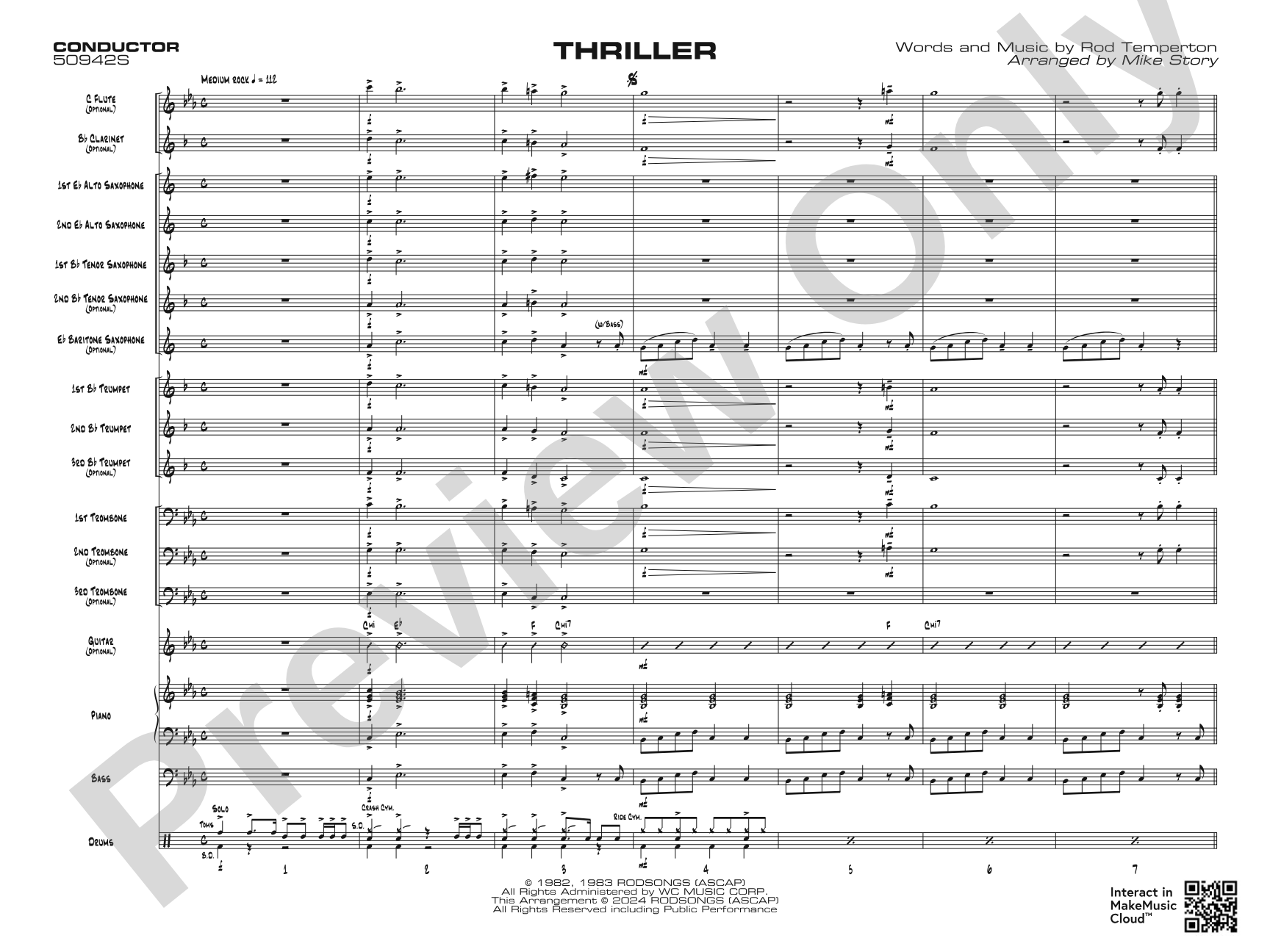 Thriller: Jazz Ensemble Conductor Score & Parts