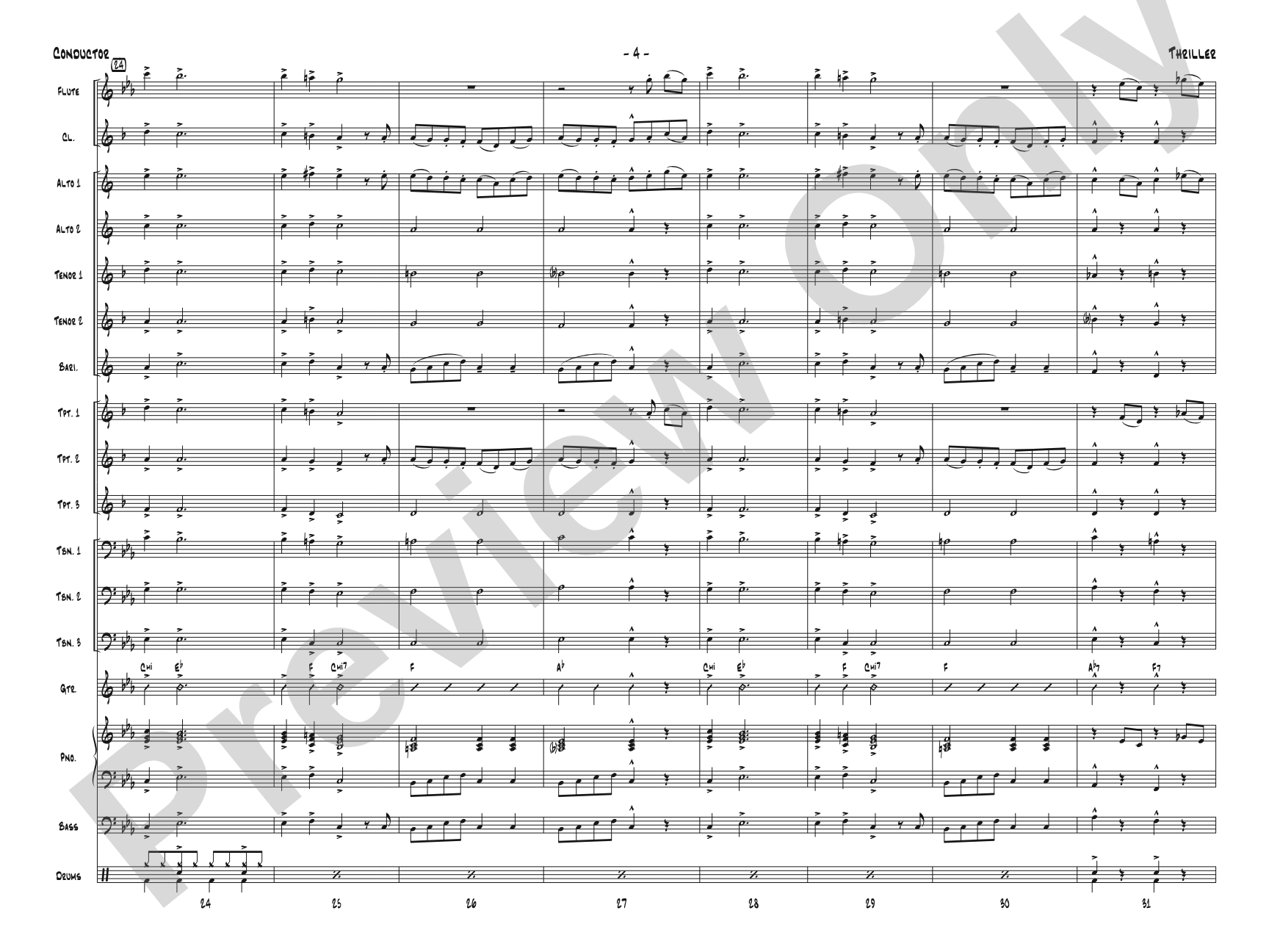Thriller: Jazz Ensemble Conductor Score & Parts