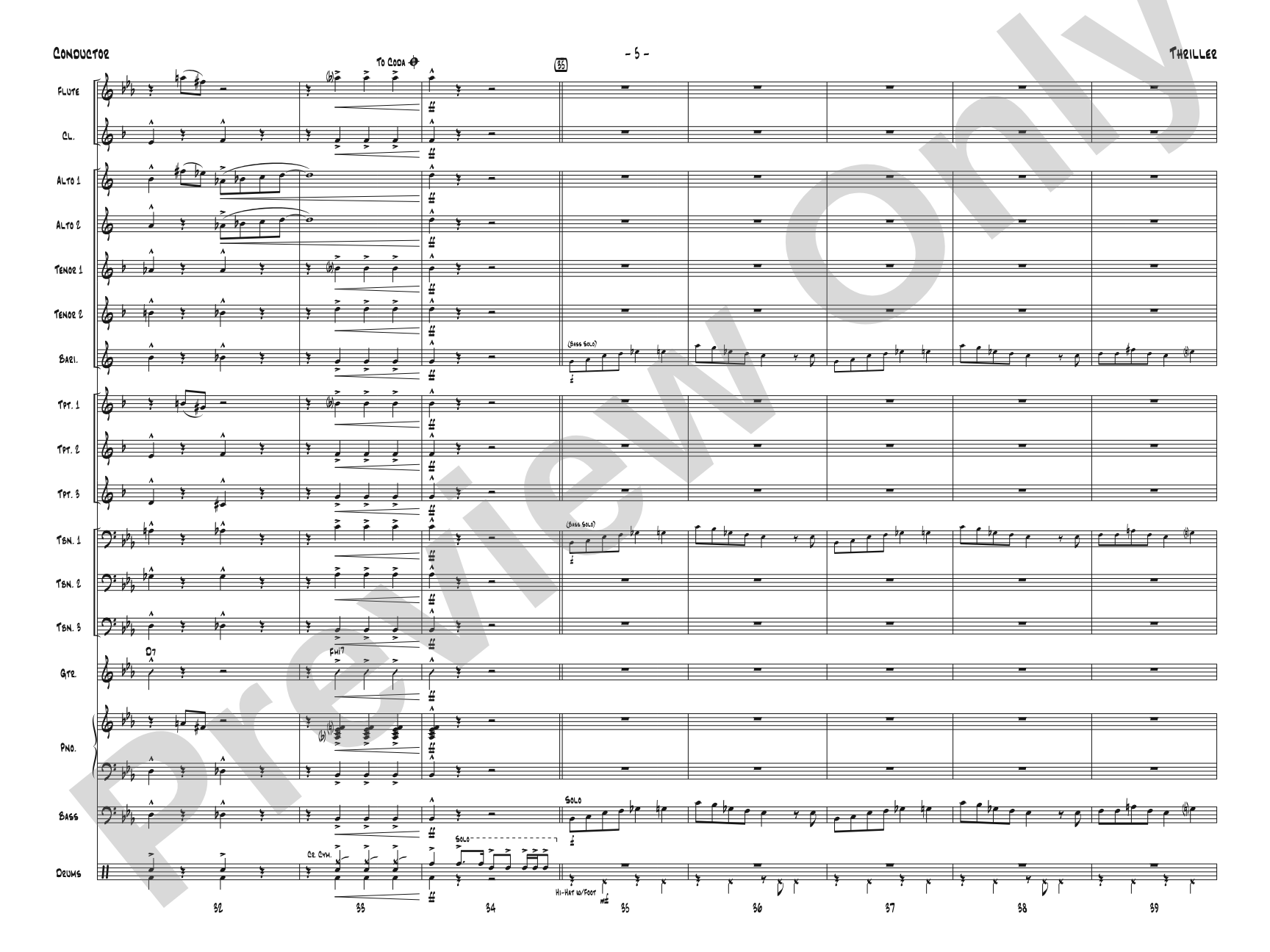 Thriller: Jazz Ensemble Conductor Score & Parts