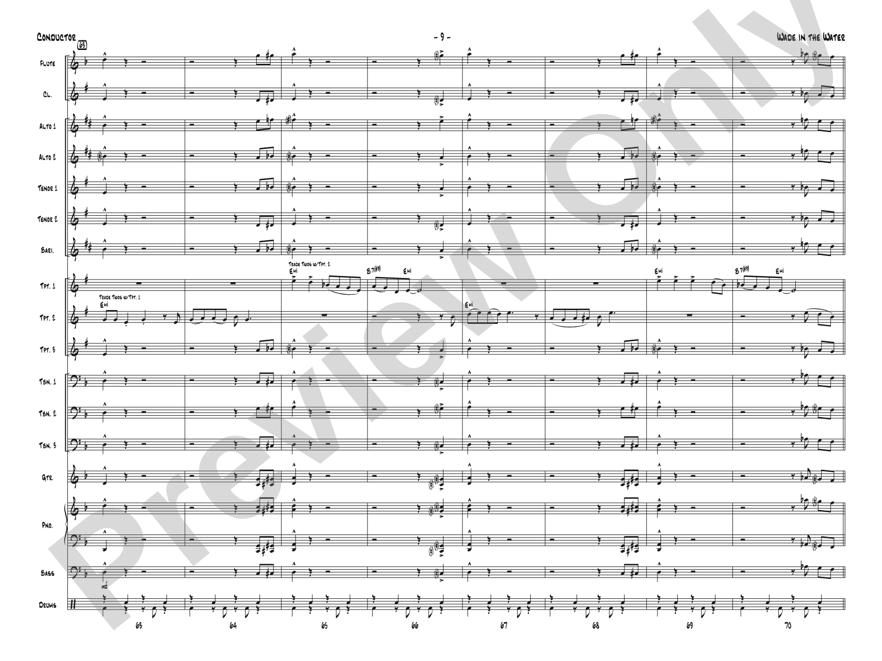 Wade in the Water: Jazz Ensemble Conductor Score & Parts