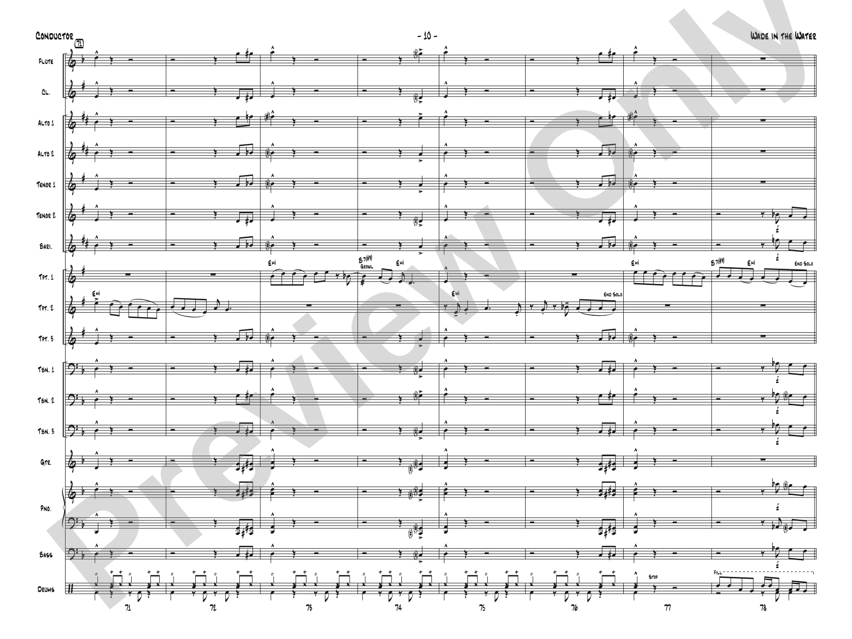 Wade in the Water: Jazz Ensemble Conductor Score & Parts