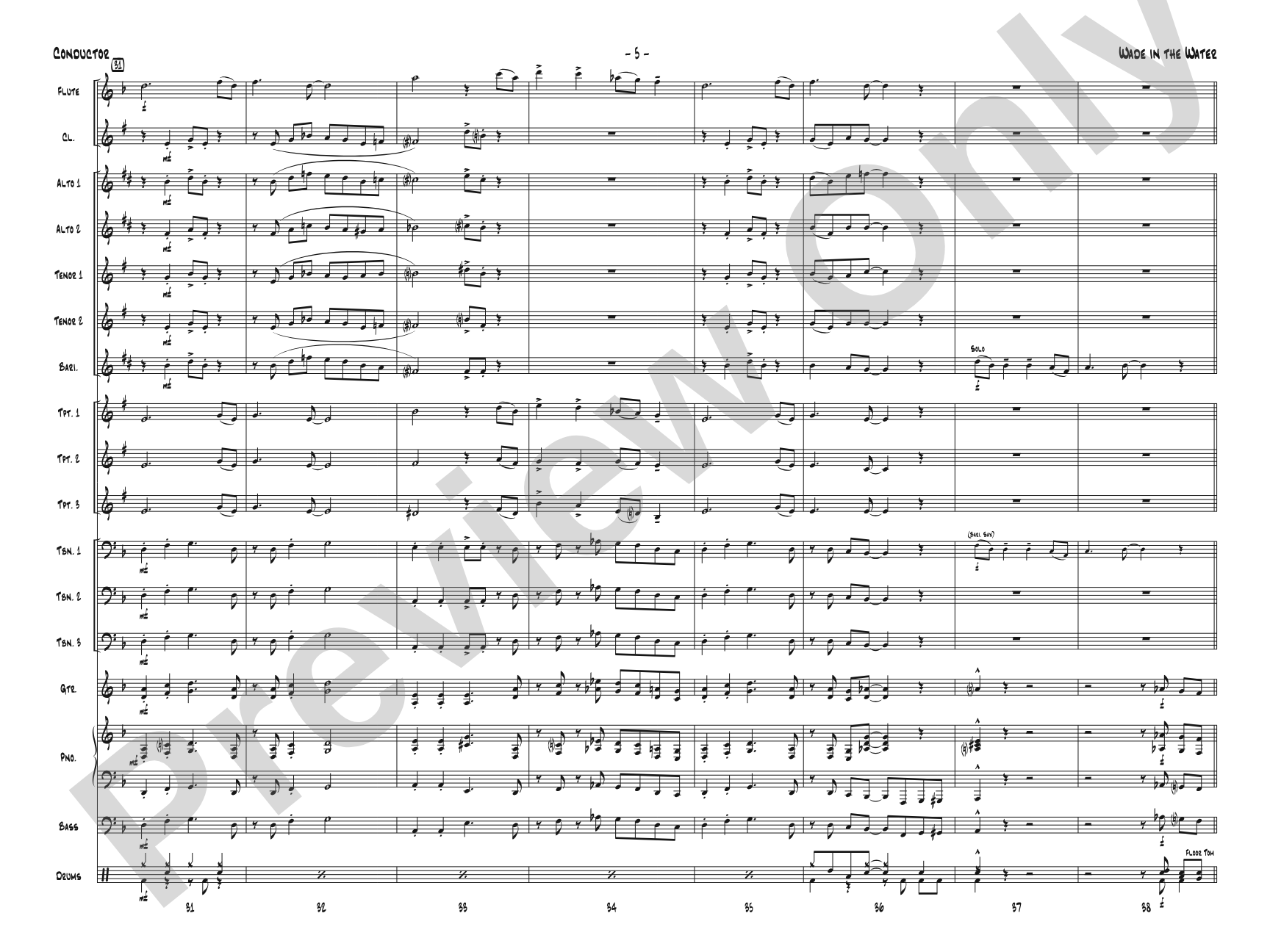 Wade in the Water: Jazz Ensemble Conductor Score & Parts
