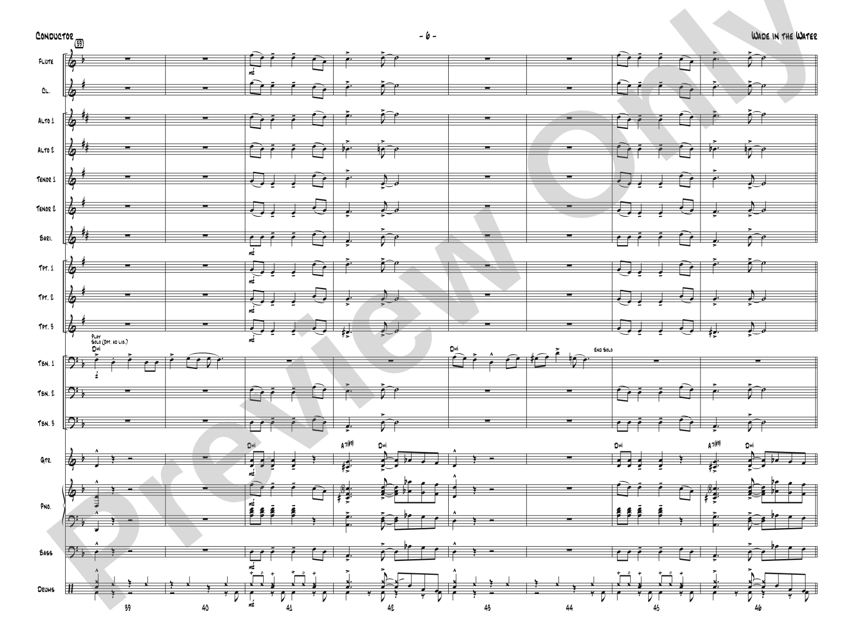 Wade in the Water: Jazz Ensemble Conductor Score & Parts