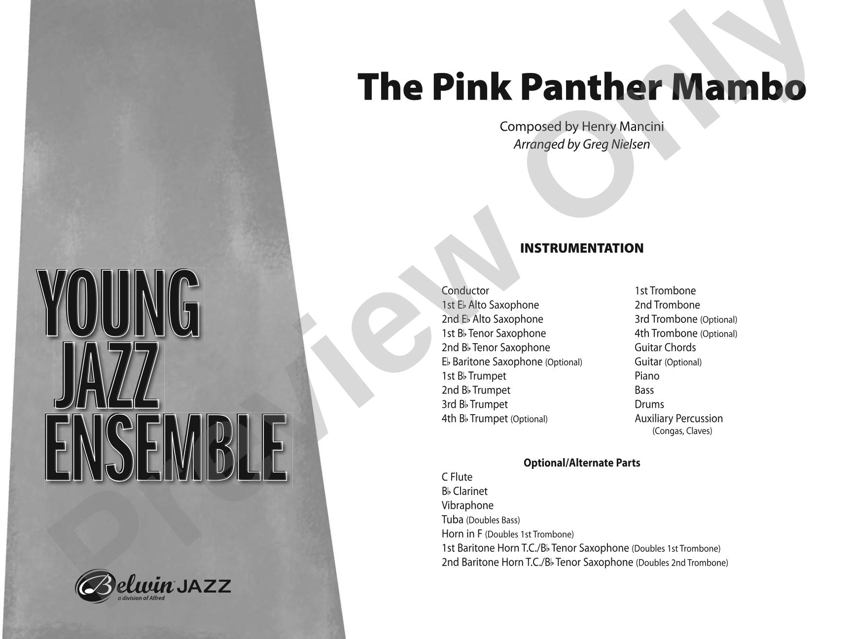 The Pink Panther Mambo: Jazz Ensemble Conductor Score & Parts