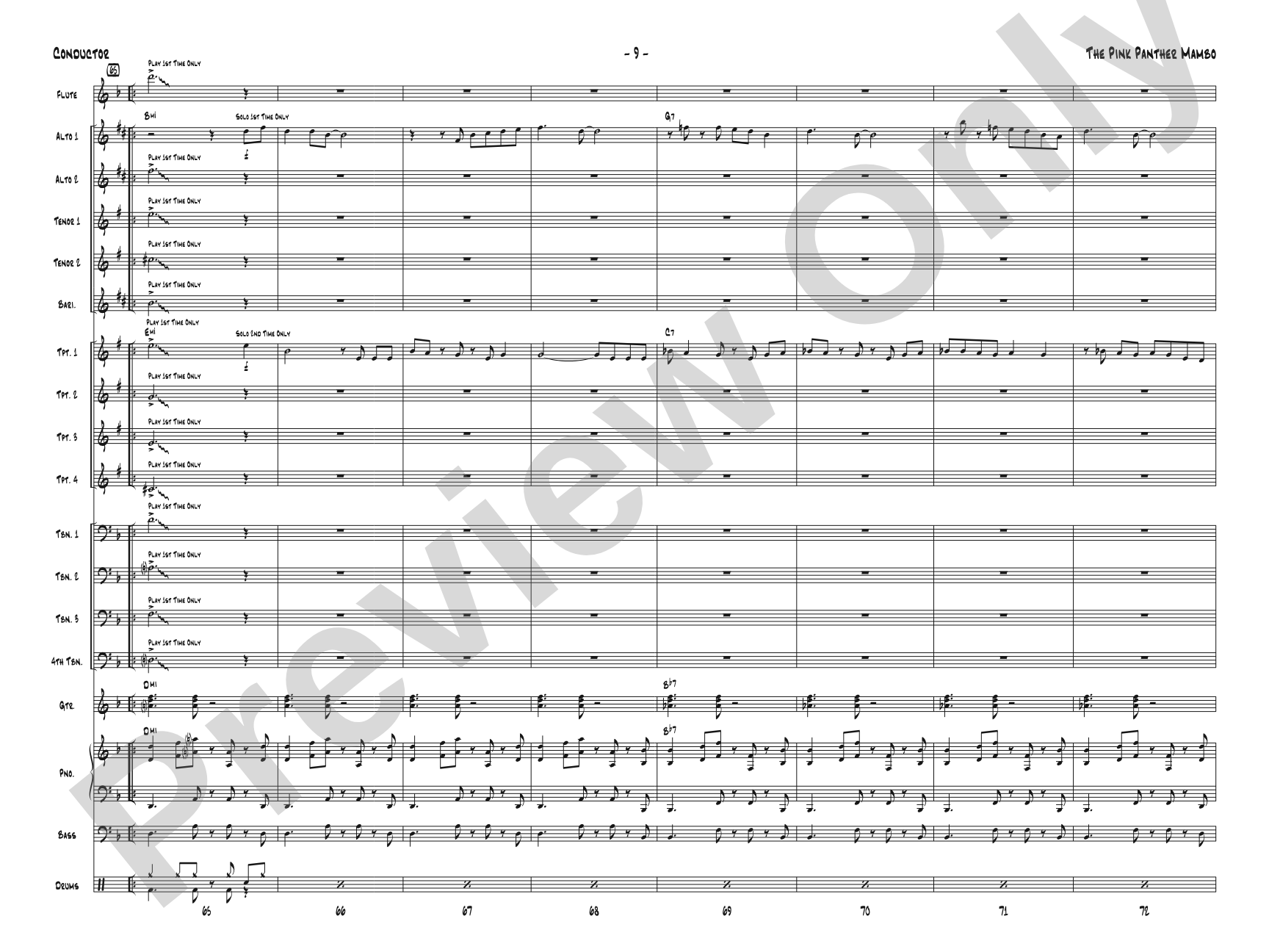 The Pink Panther Mambo: Jazz Ensemble Conductor Score & Parts