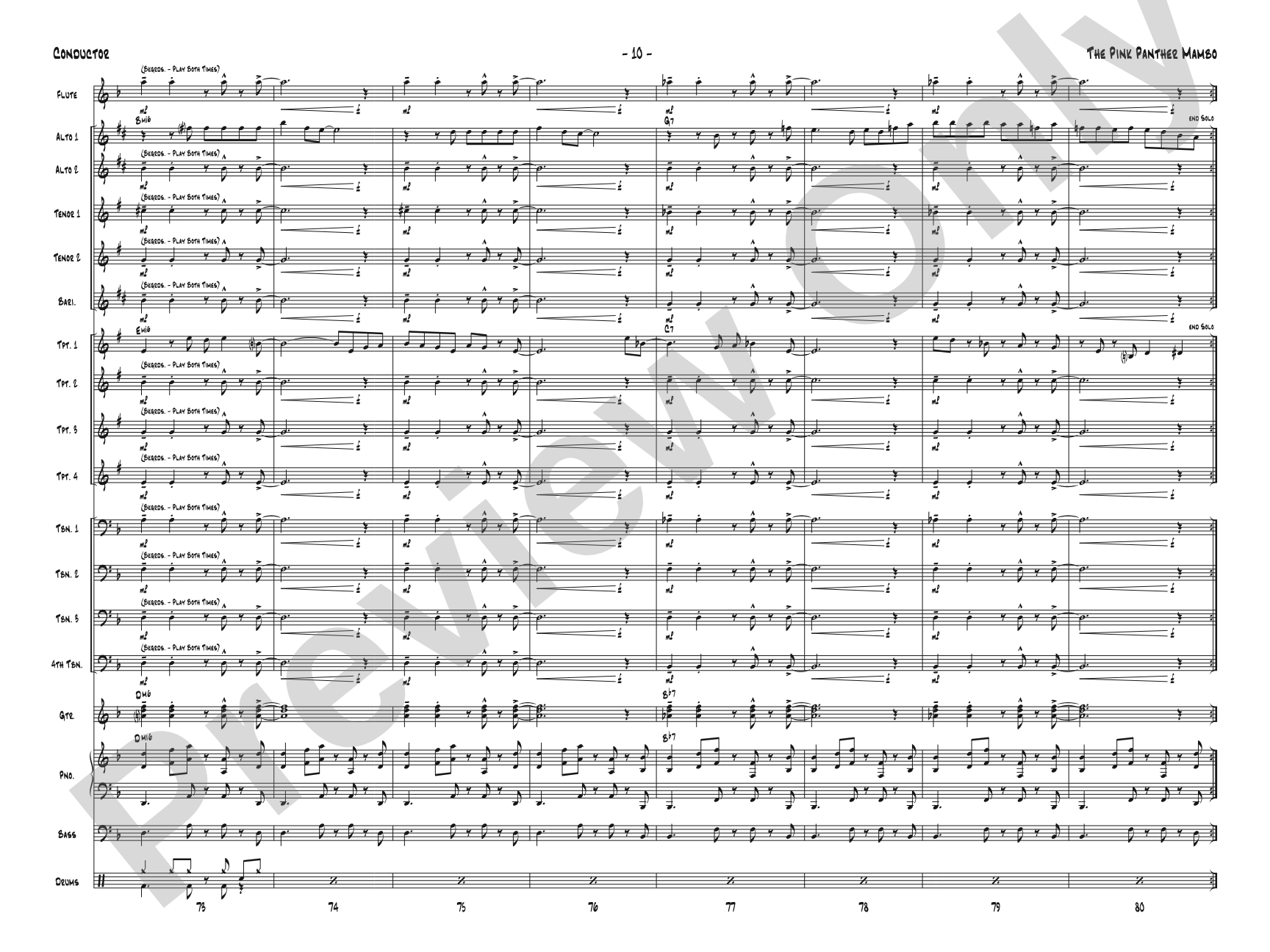 The Pink Panther Mambo: Jazz Ensemble Conductor Score & Parts