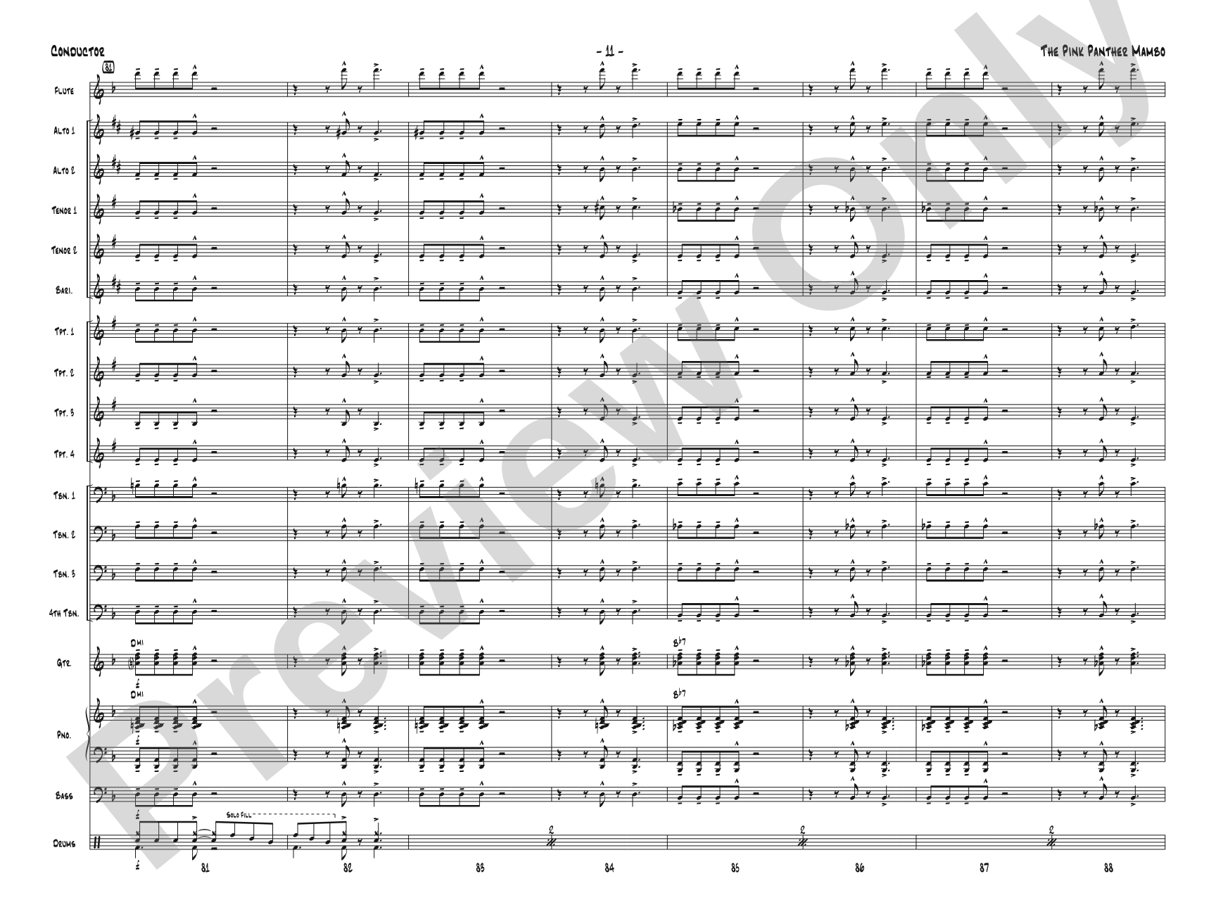 The Pink Panther Mambo: Jazz Ensemble Conductor Score & Parts